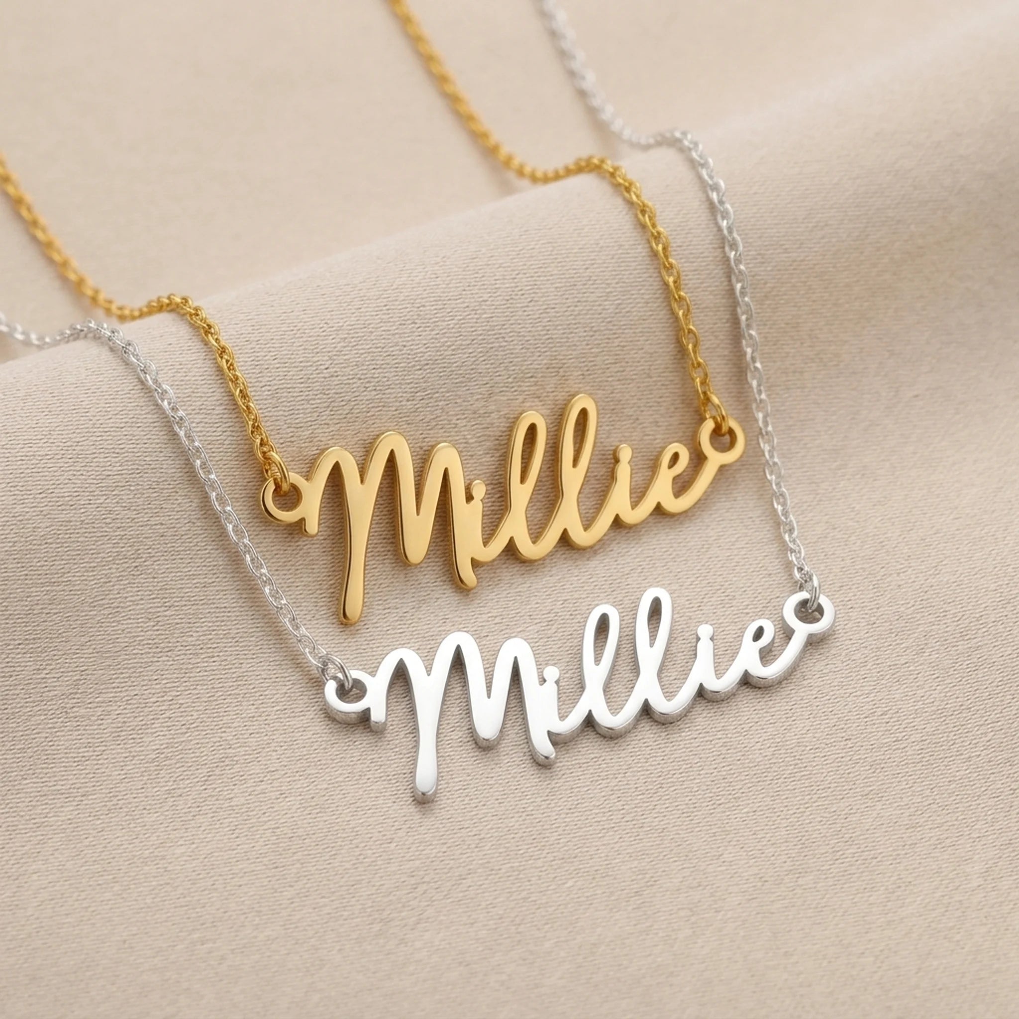 Millie Name Necklace | 18ct Gold, Silver & Vermeil | Ready to Ship