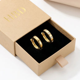 Mini Cubic Zirconia Star Huggie Earrings in 14ct Gold or Sterling Silver