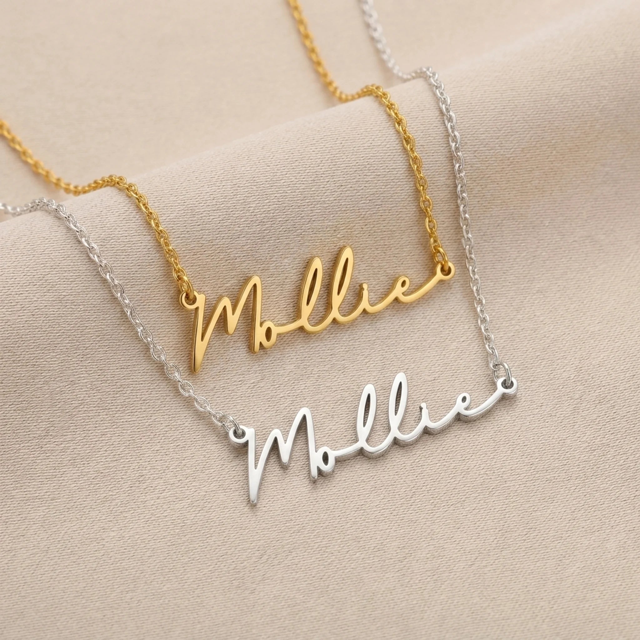 Mollie Name Necklace | 18ct Gold, Silver & Vermeil | Ready to Ship