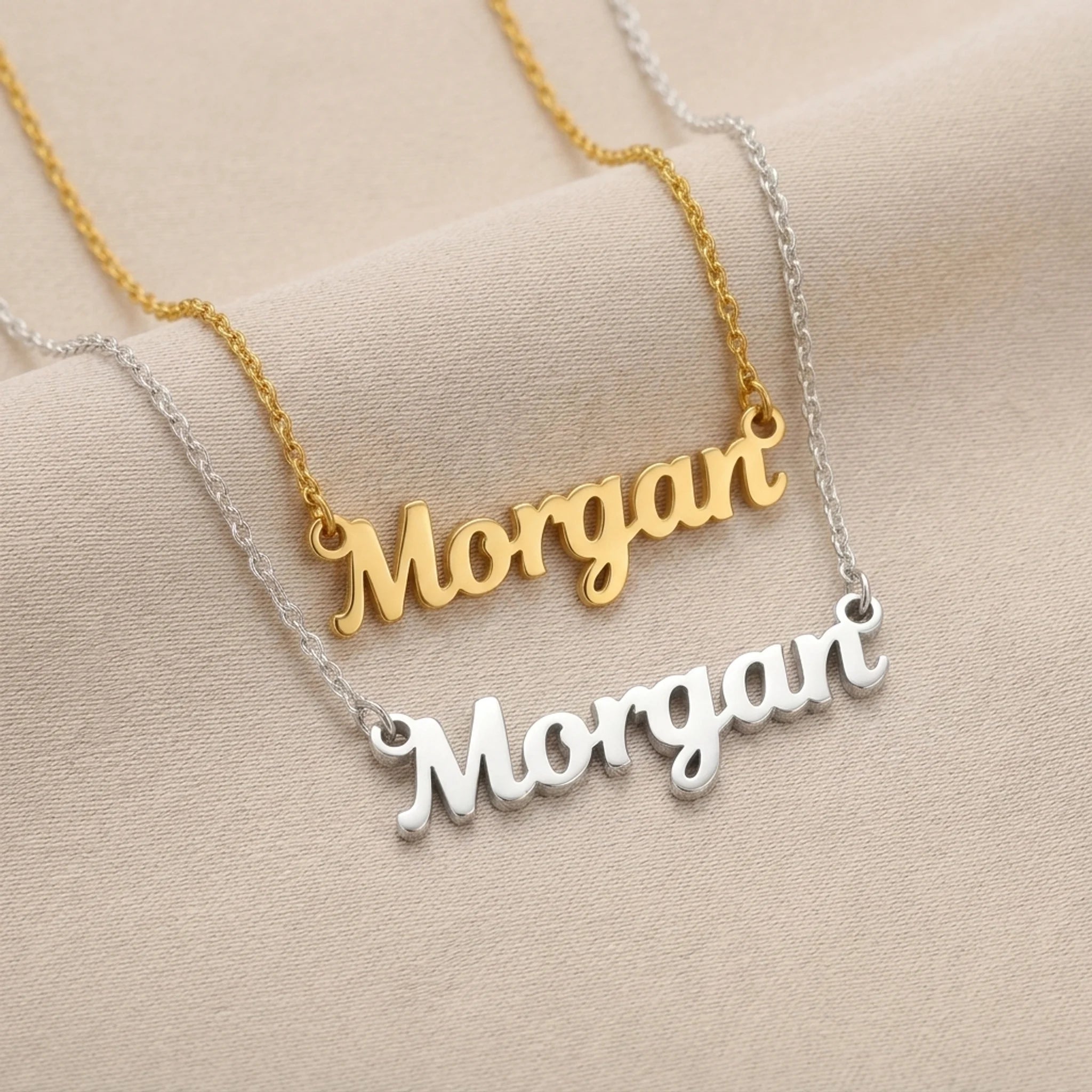 Morgan Name Necklace | 18ct Gold, Silver & Vermeil | Ready to Ship