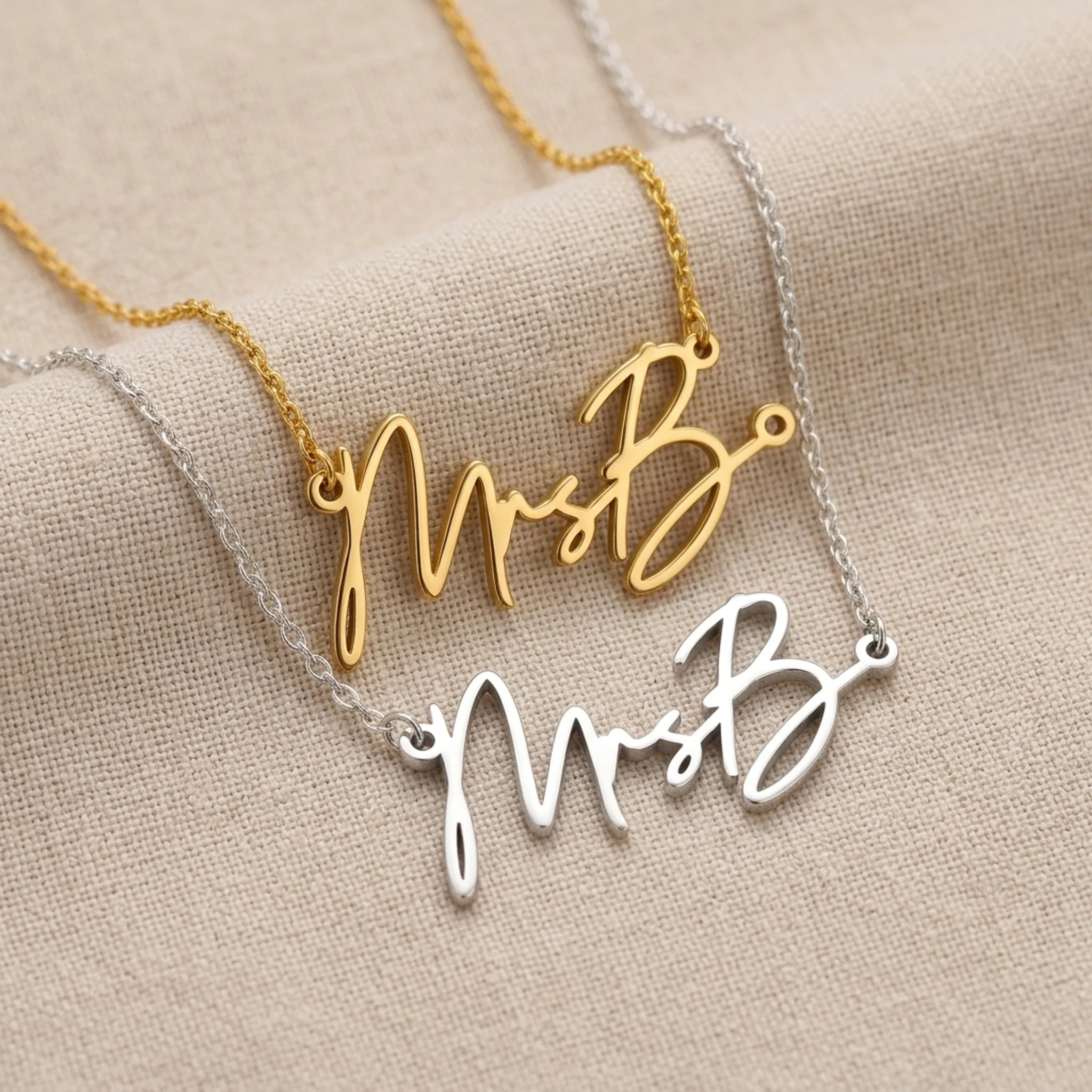 MrsB Name Necklace | 18ct Gold, Silver & Vermeil | Ready to Ship