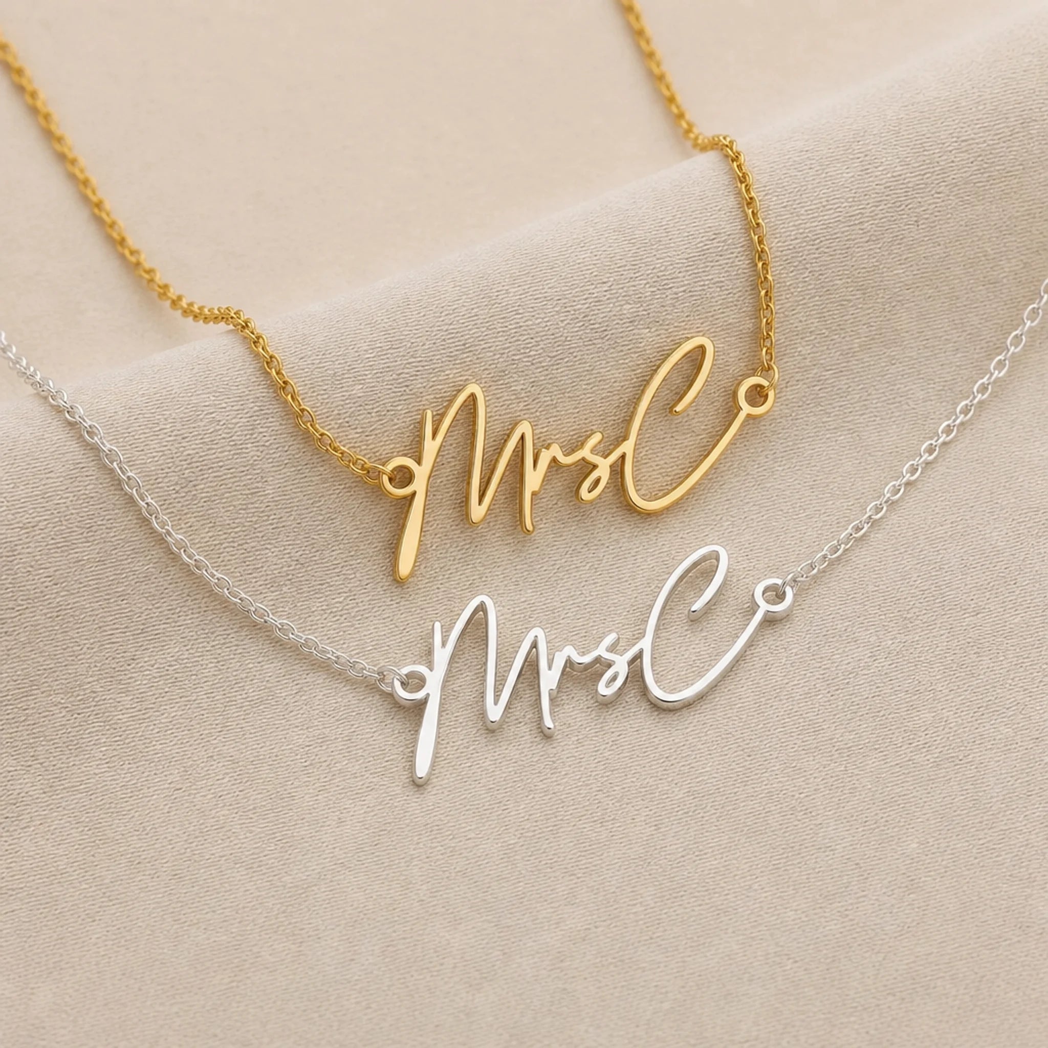 MrsC Name Necklace | 18ct Gold, Silver & Vermeil | Ready to Ship