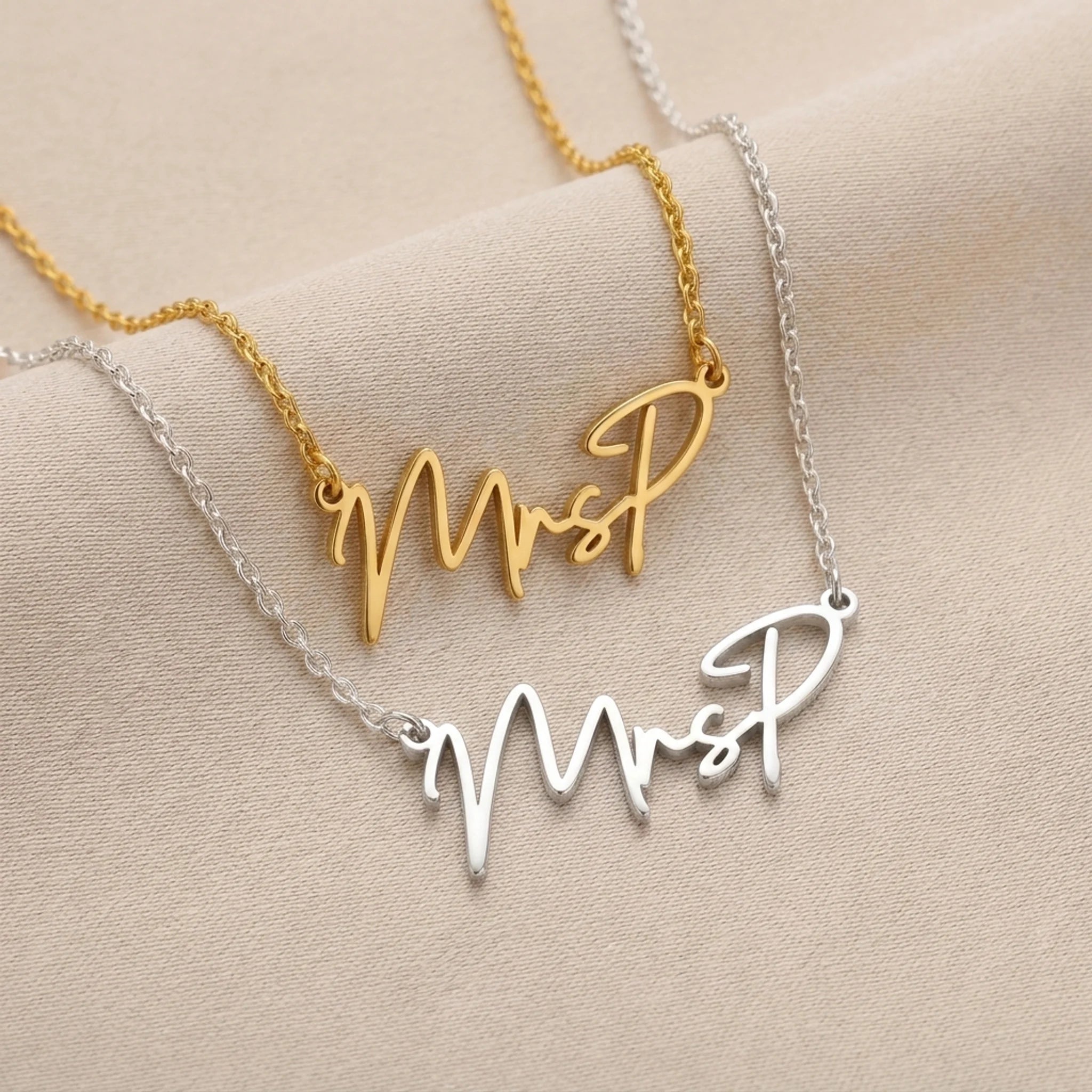 MrsP Name Necklace | 18ct Gold, Silver & Vermeil | Ready to Ship