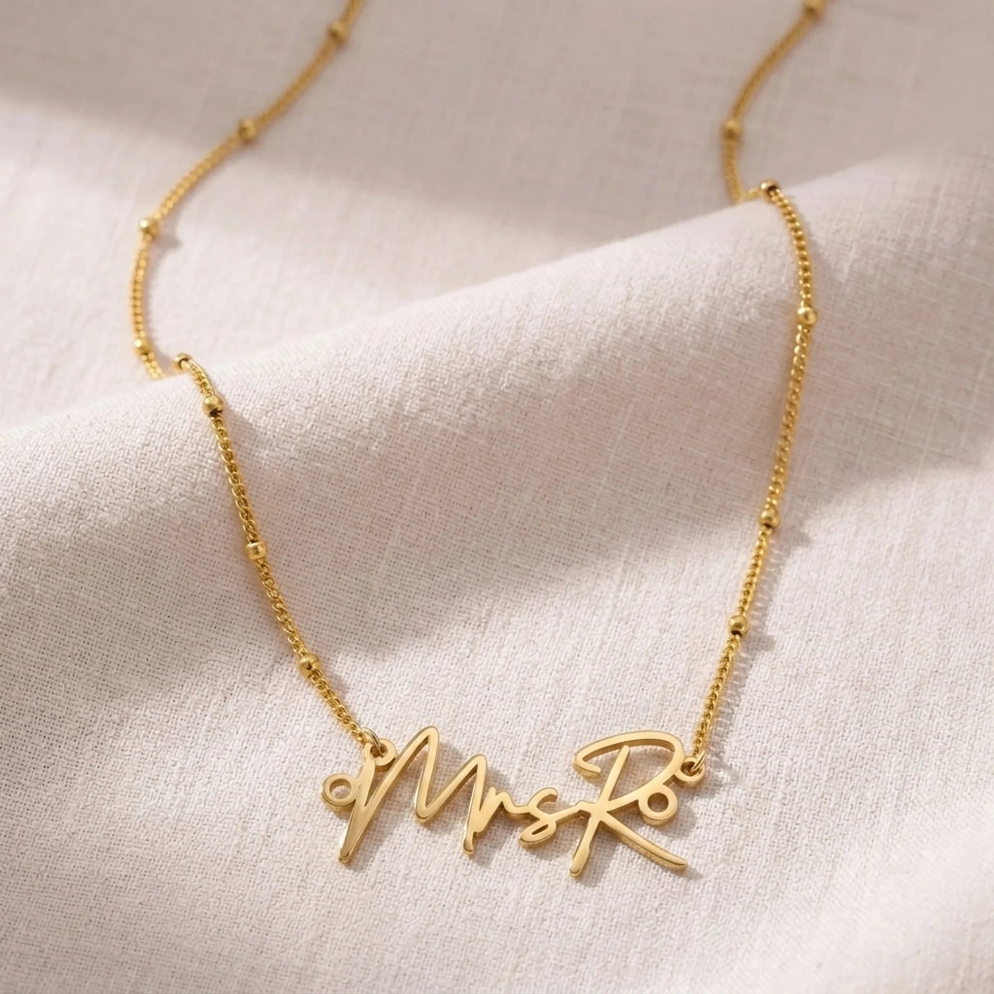 MrsR Name Necklace | 18ct Gold, Silver & Vermeil | Ready to Ship