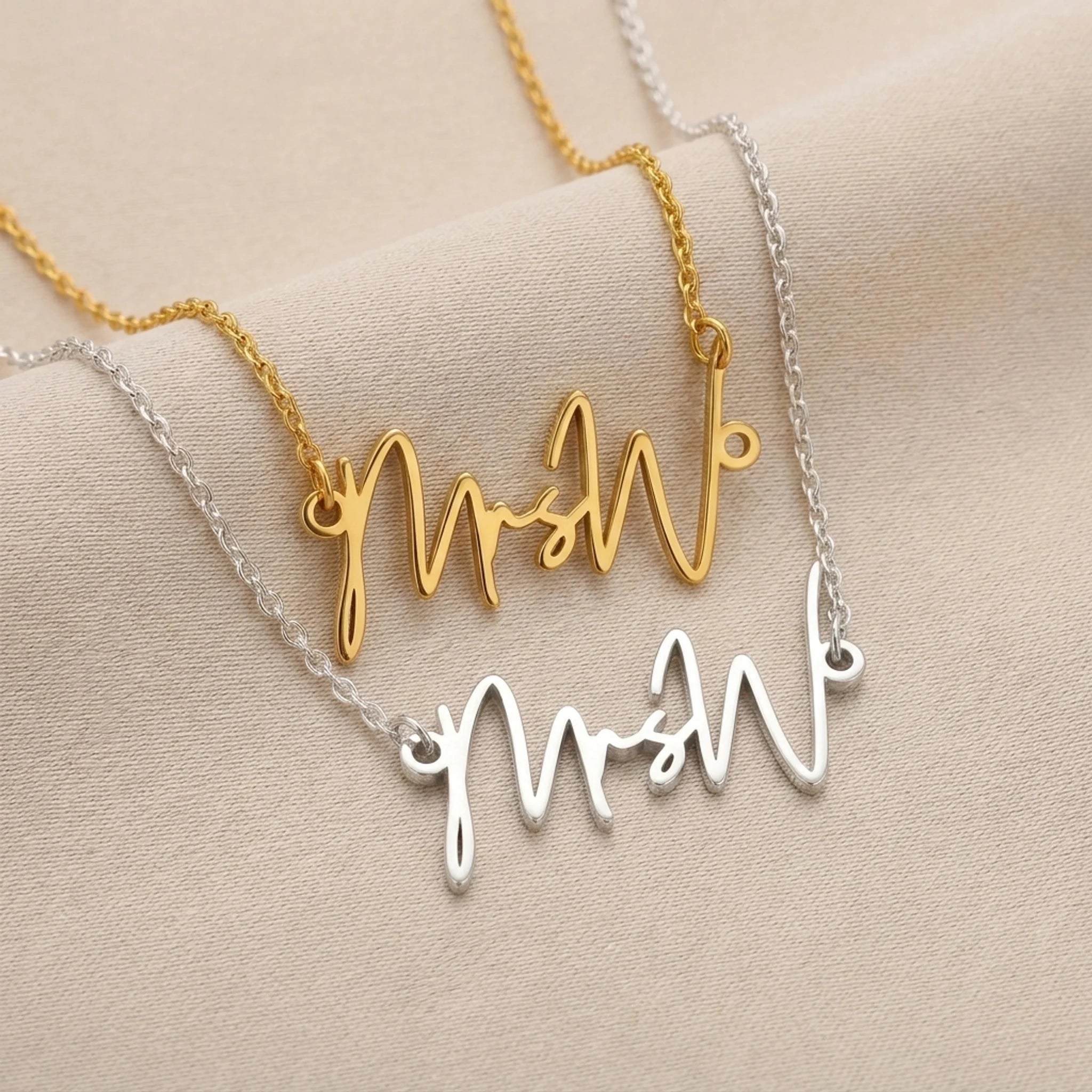 MrsW Name Necklace | 18ct Gold, Silver & Vermeil | Ready to Ship