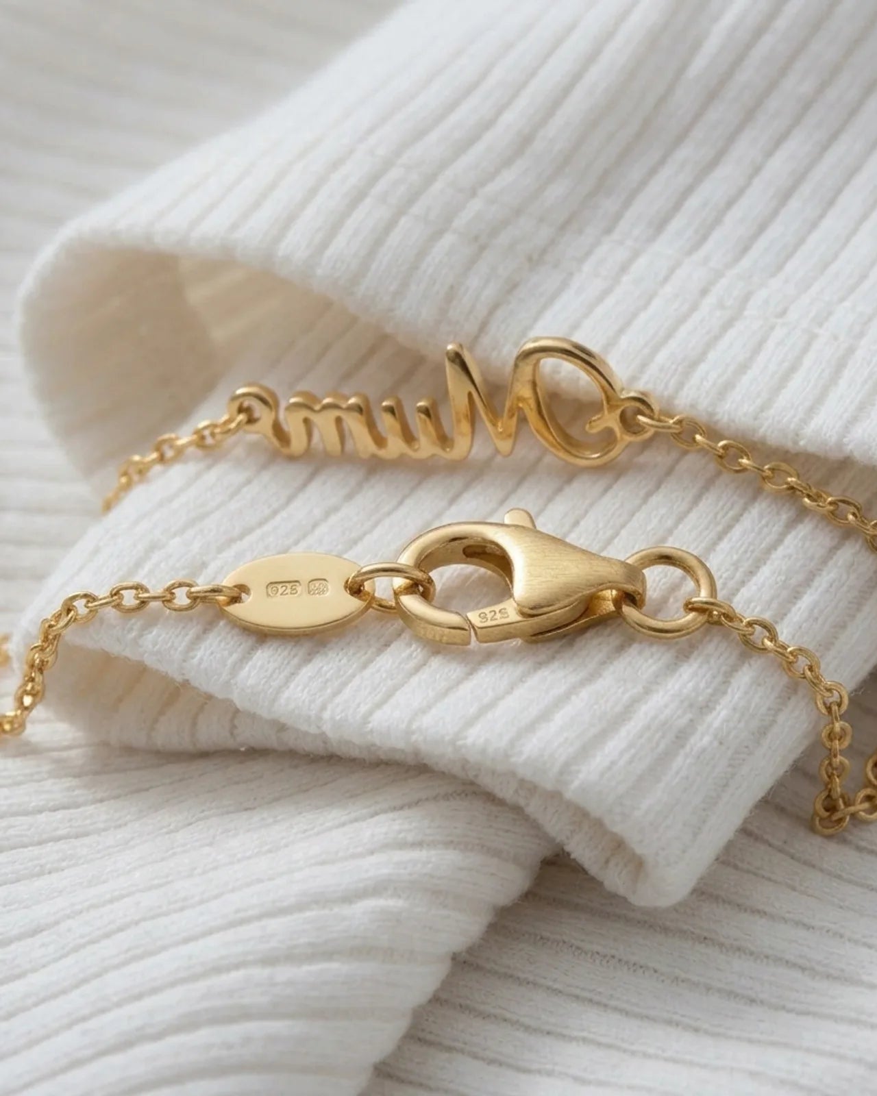 Mum Bracelet - 18ct Gold or Sterling Silver in 3 Chain Styles - Mother's Day or Birthday Gift