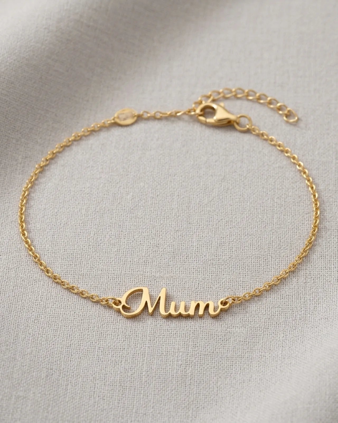 Mum Bracelet - 18ct Gold or Sterling Silver in 3 Chain Styles - Mother's Day or Birthday Gift