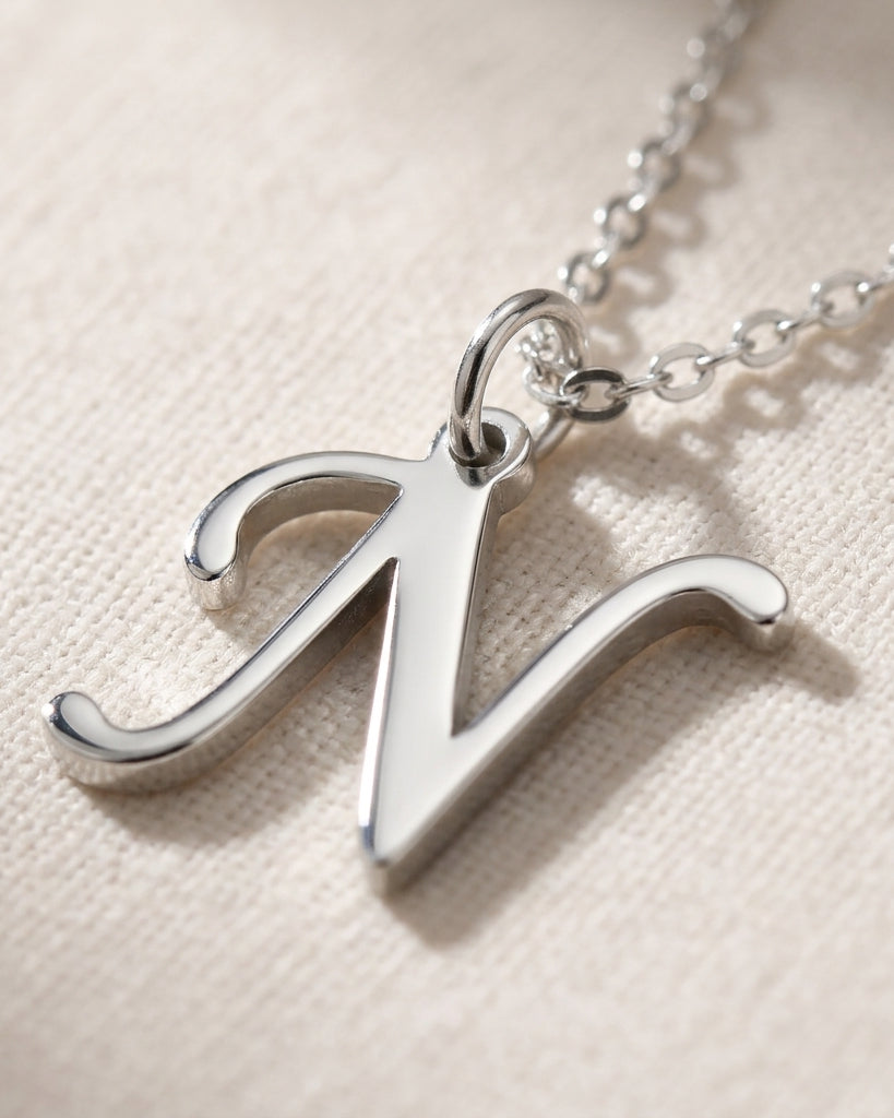 N Necklace | Initial & Letter N Pendant, Gold & Silver