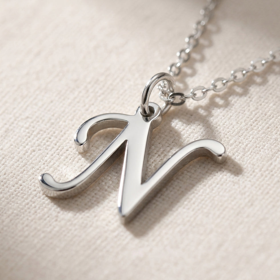 Collier lettre N | Pendentif initiale et lettre N, or et argent