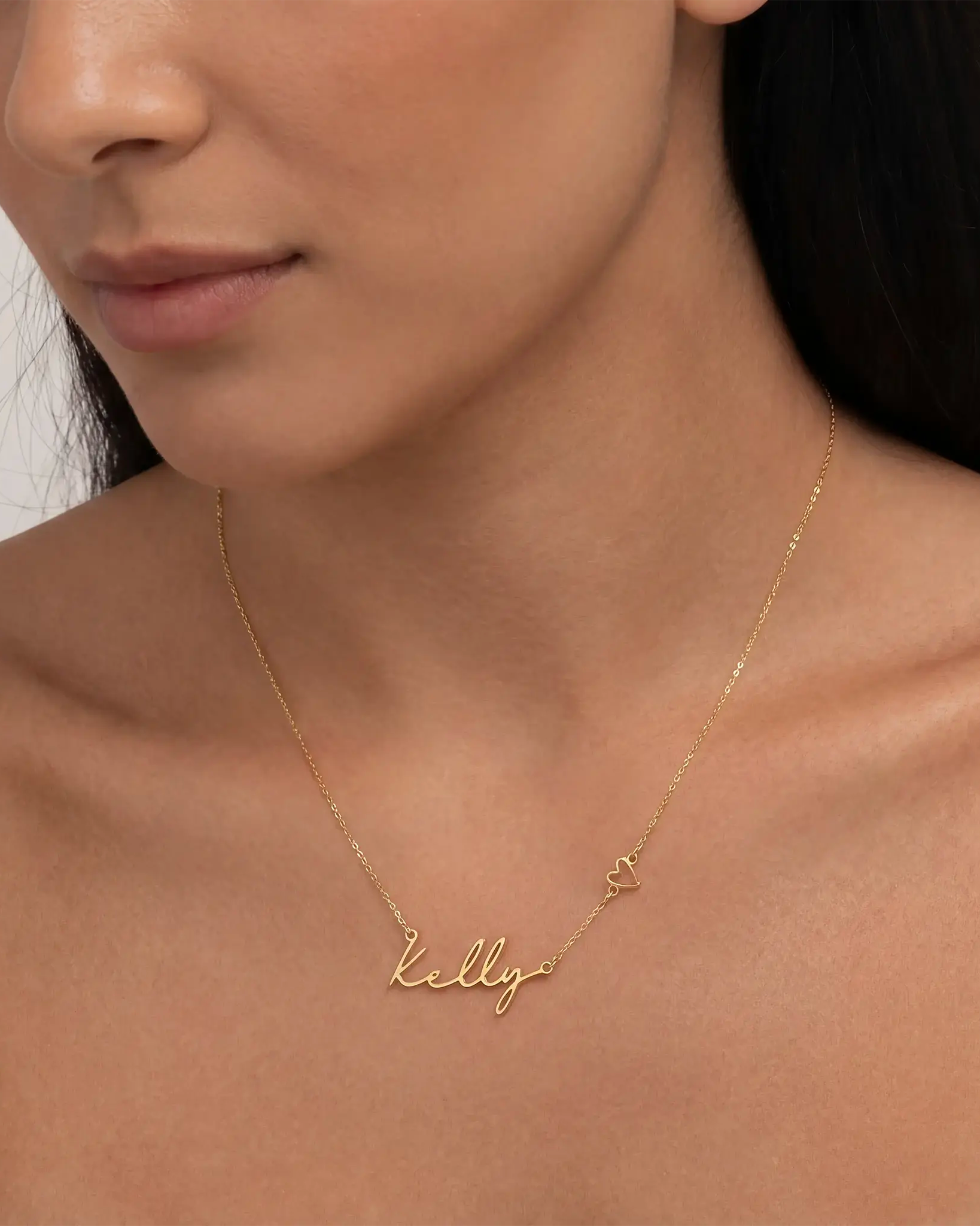 Personalised Name & Heart Necklace – Custom Gold, Silver & Vermeil Jewellery