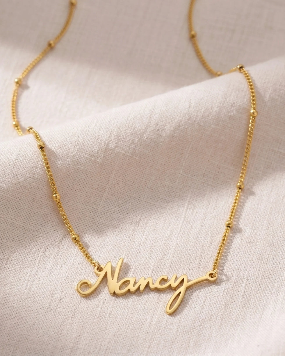 Nancy Name Necklace | 18ct Gold, Silver & Vermeil | Ready to Ship