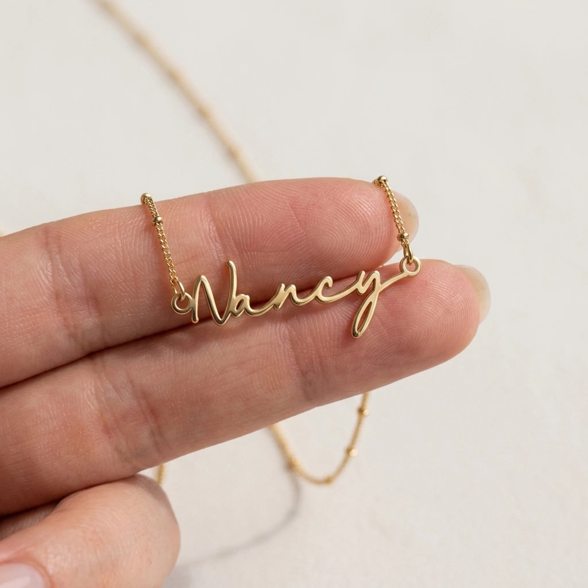 Nancy Name Necklace | 18ct Gold, Silver & Vermeil | Ready to Ship