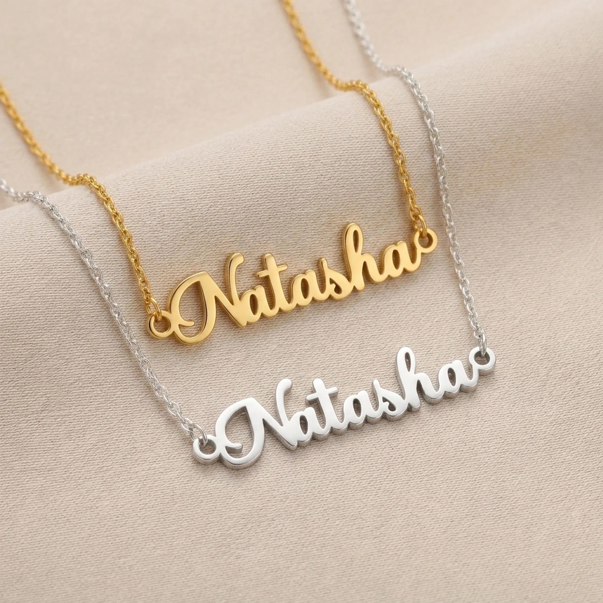Natasha Name Necklace | 18ct Gold, Silver & Vermeil | Ready to Ship