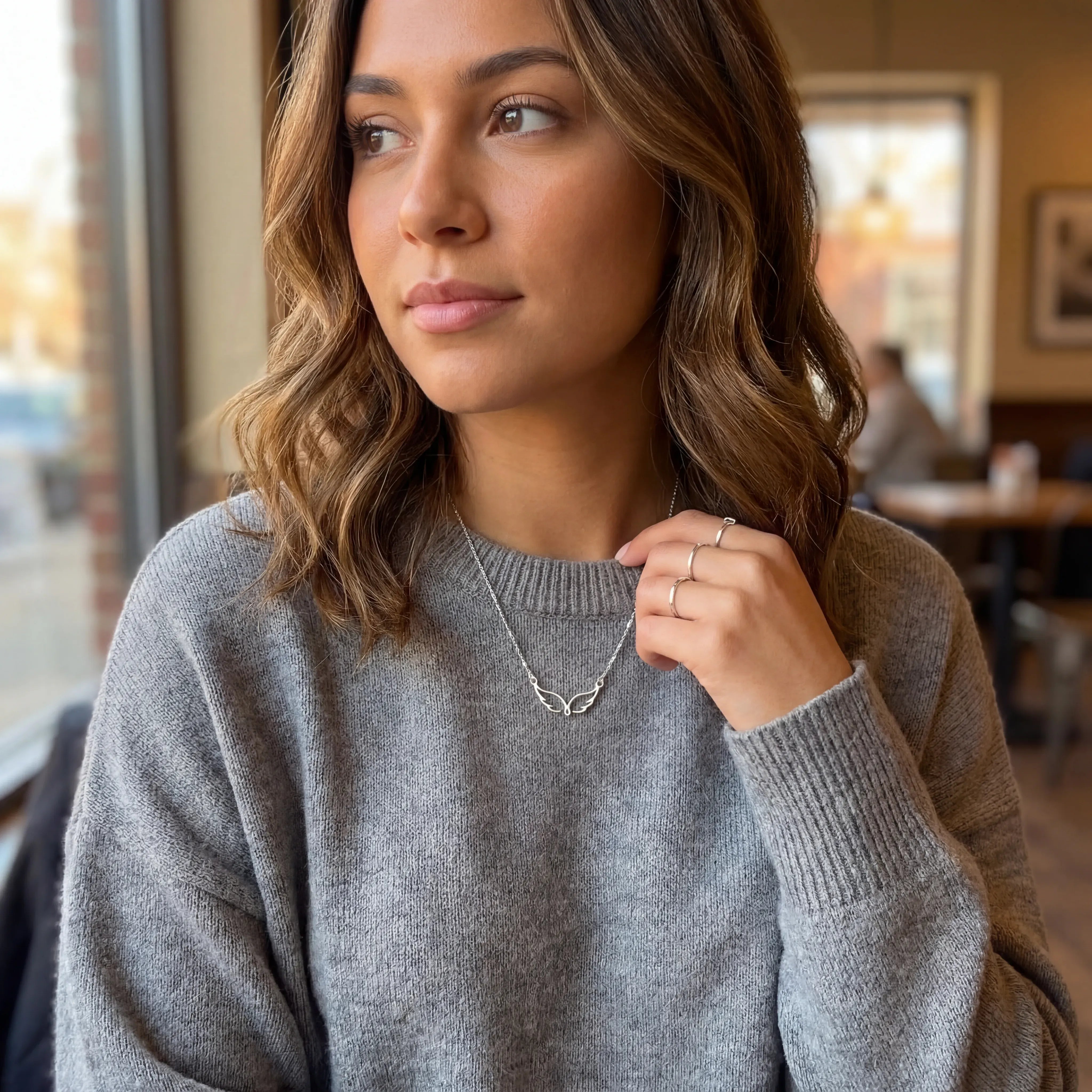 Necklace Angel Wings Necklace HBD Angel Wings Necklace in Gold, Vermeil, or Silver – Symbolic Pendant – 15-21 Inch Chain