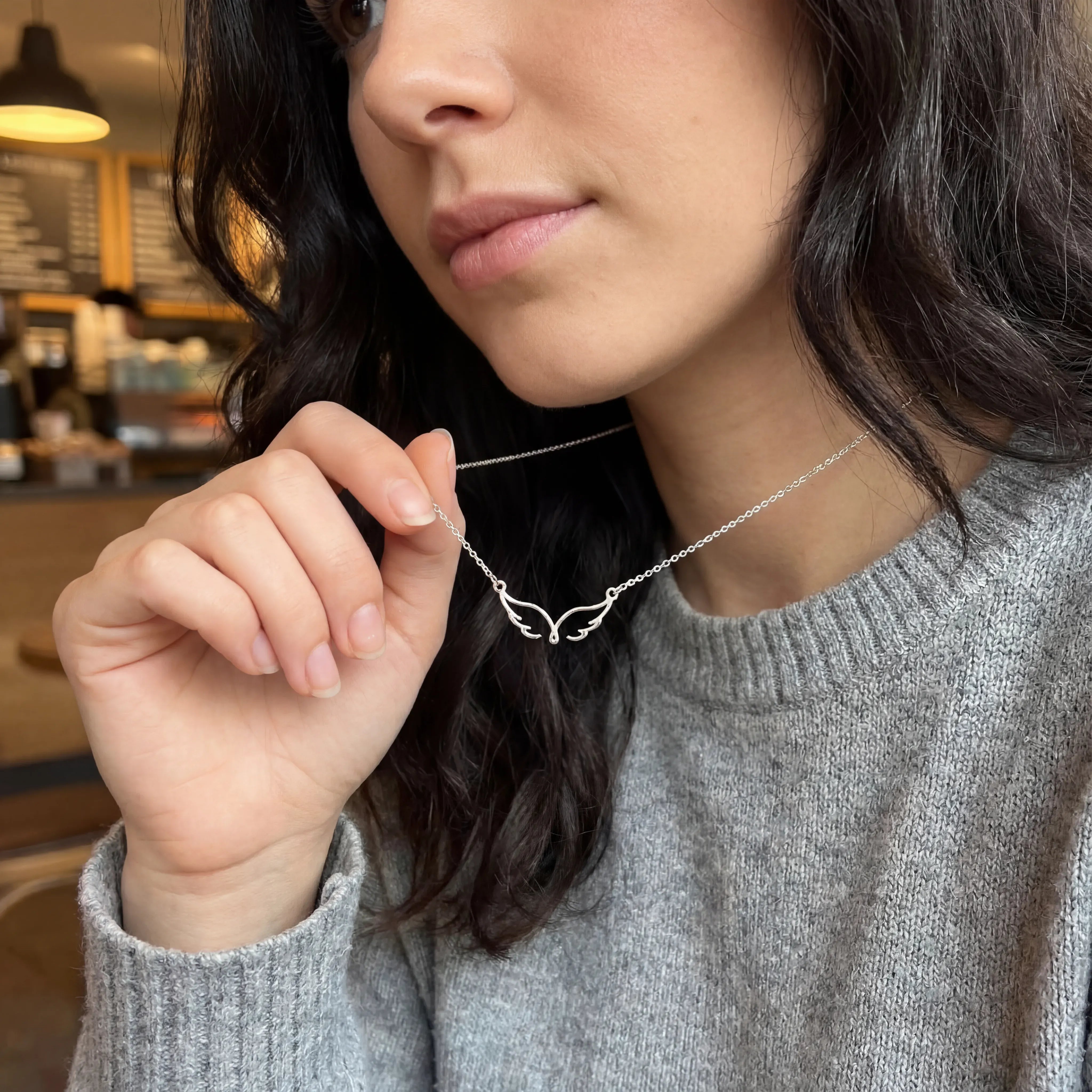 Necklace Angel Wings Necklace HBD Angel Wings Necklace in Gold, Vermeil, or Silver – Symbolic Pendant – 15-21 Inch Chain