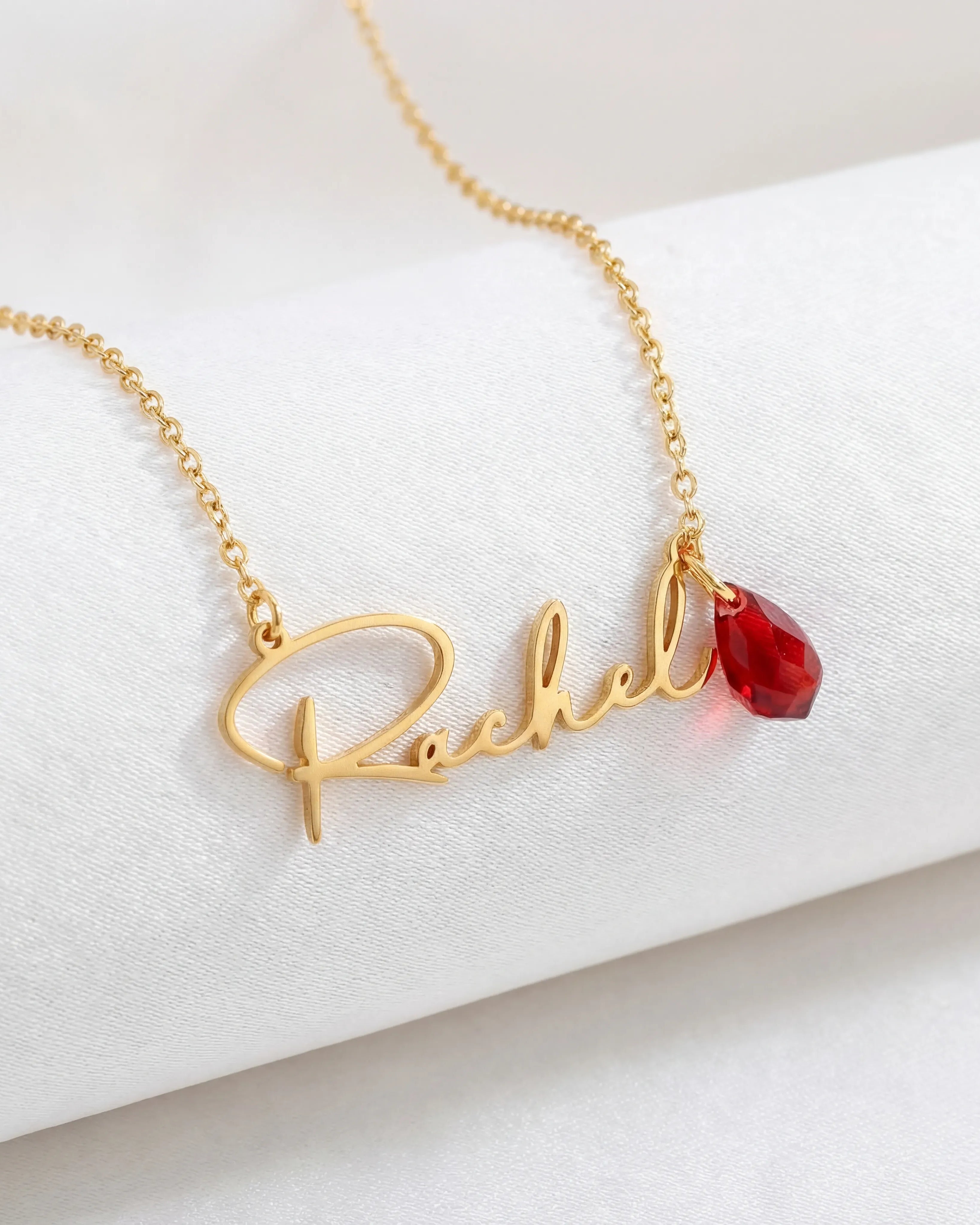 Necklace Birthstone Personalised Name Necklace HBD Birthstone Personalised Name Necklace in 18ct Gold & Sterling Silver