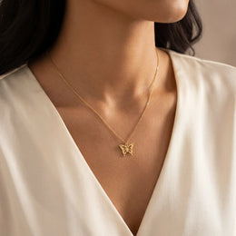 18ct Gold Butterfly Pendant Necklace Also Available in Sterling Silver