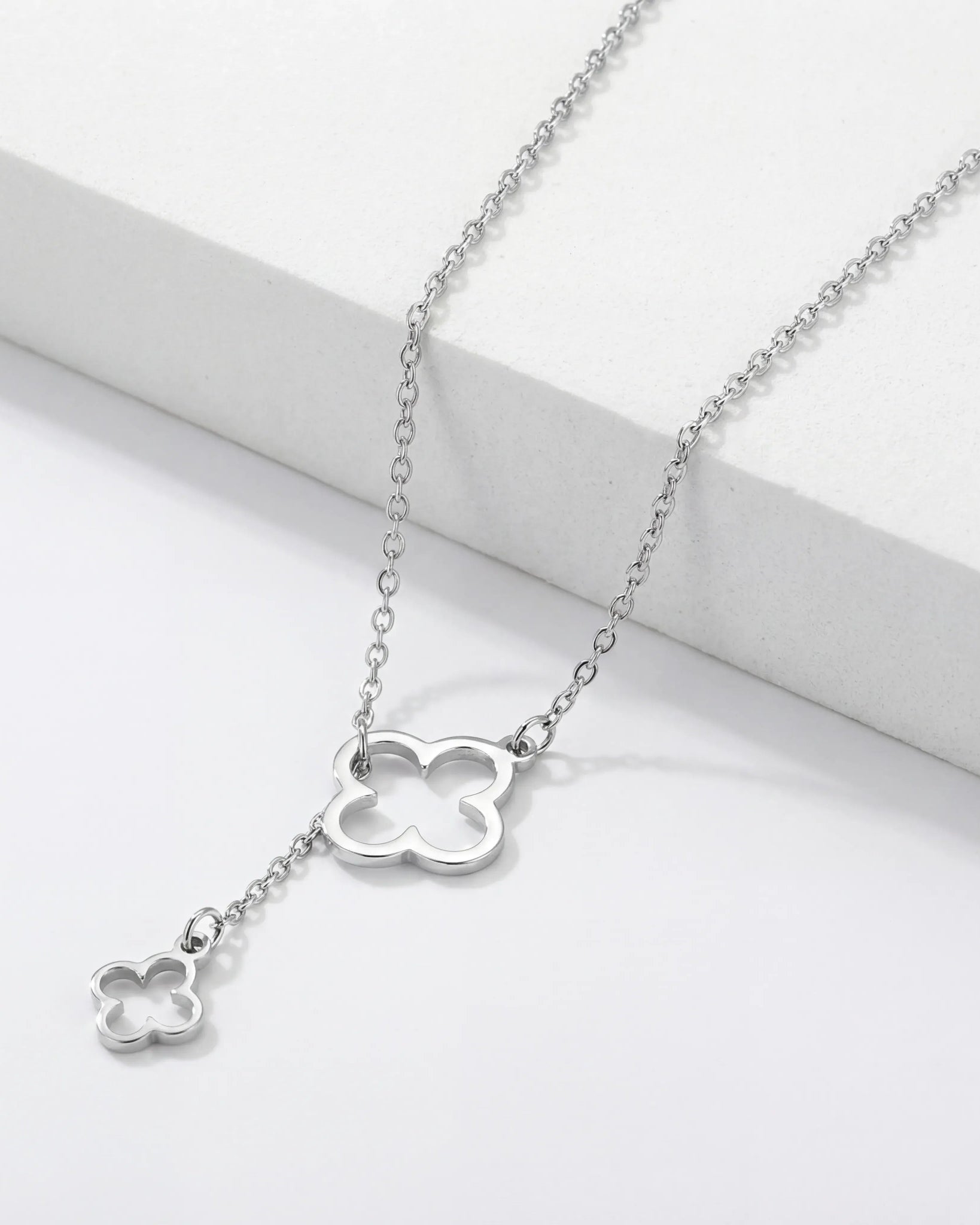 Clover Drop Necklace - Elegant Gold or Silver Clover Necklace