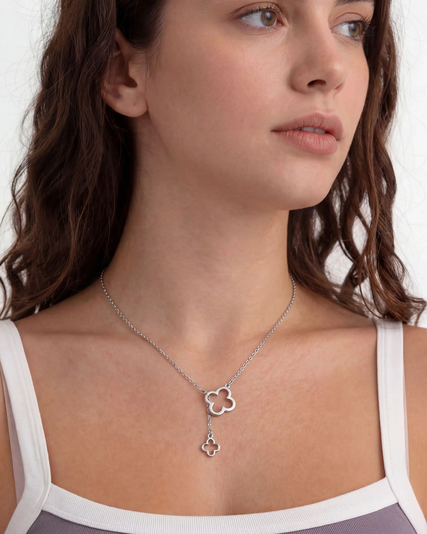 Clover Drop Necklace - Elegant Gold or Silver Clover Necklace