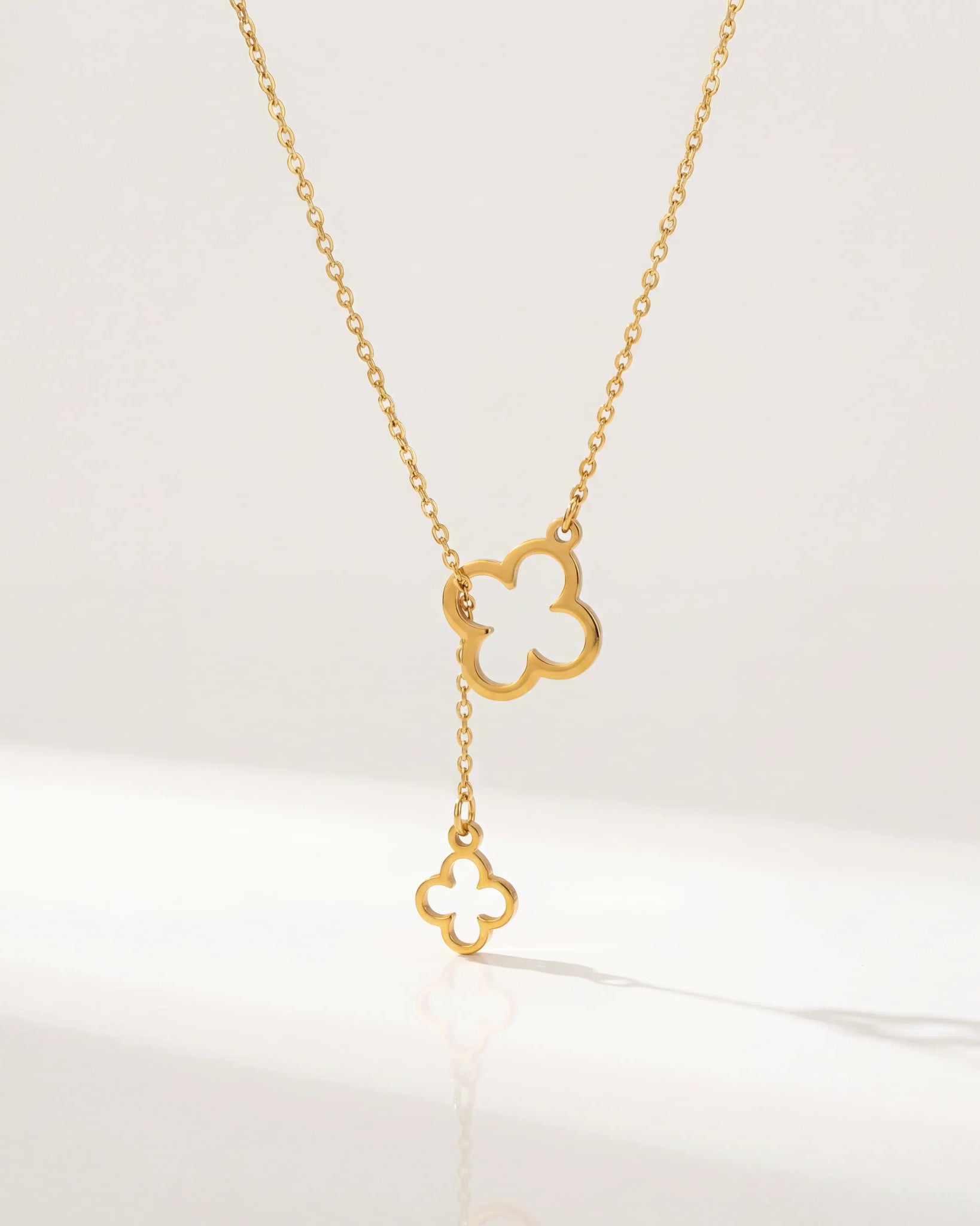 Clover Drop Necklace - Elegant Gold or Silver Clover Necklace