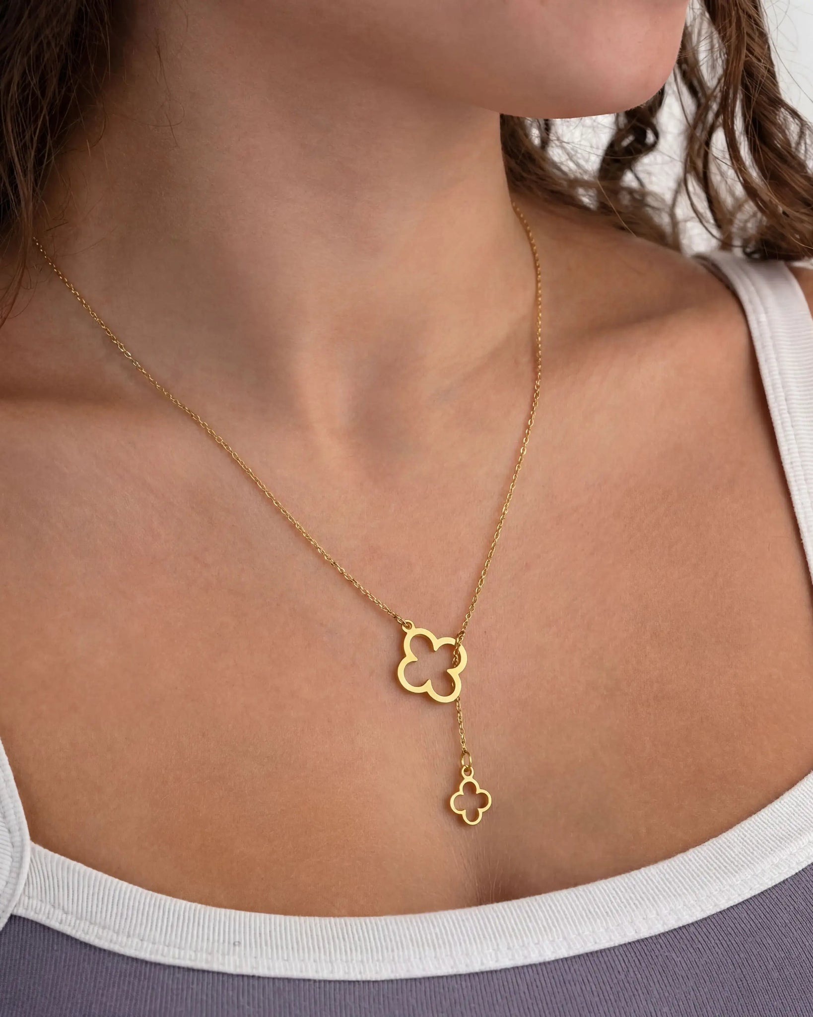 Clover Drop Necklace - Elegant Gold or Silver Clover Necklace