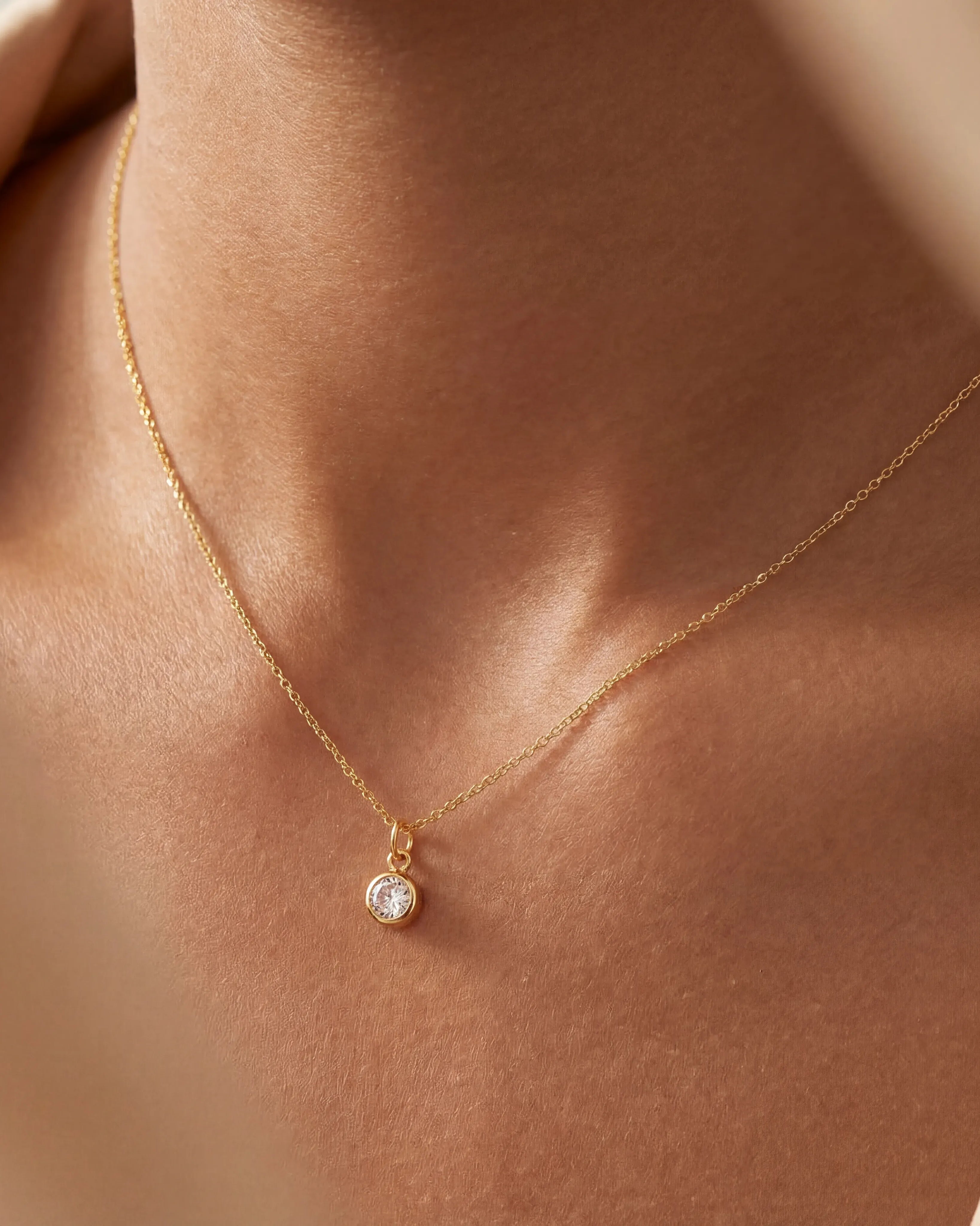 Necklace Cubic Zirconia Birthstone Necklace HBD Cubic Zirconia Birthstone Necklace - 12 Birthstones in Gold or Silver