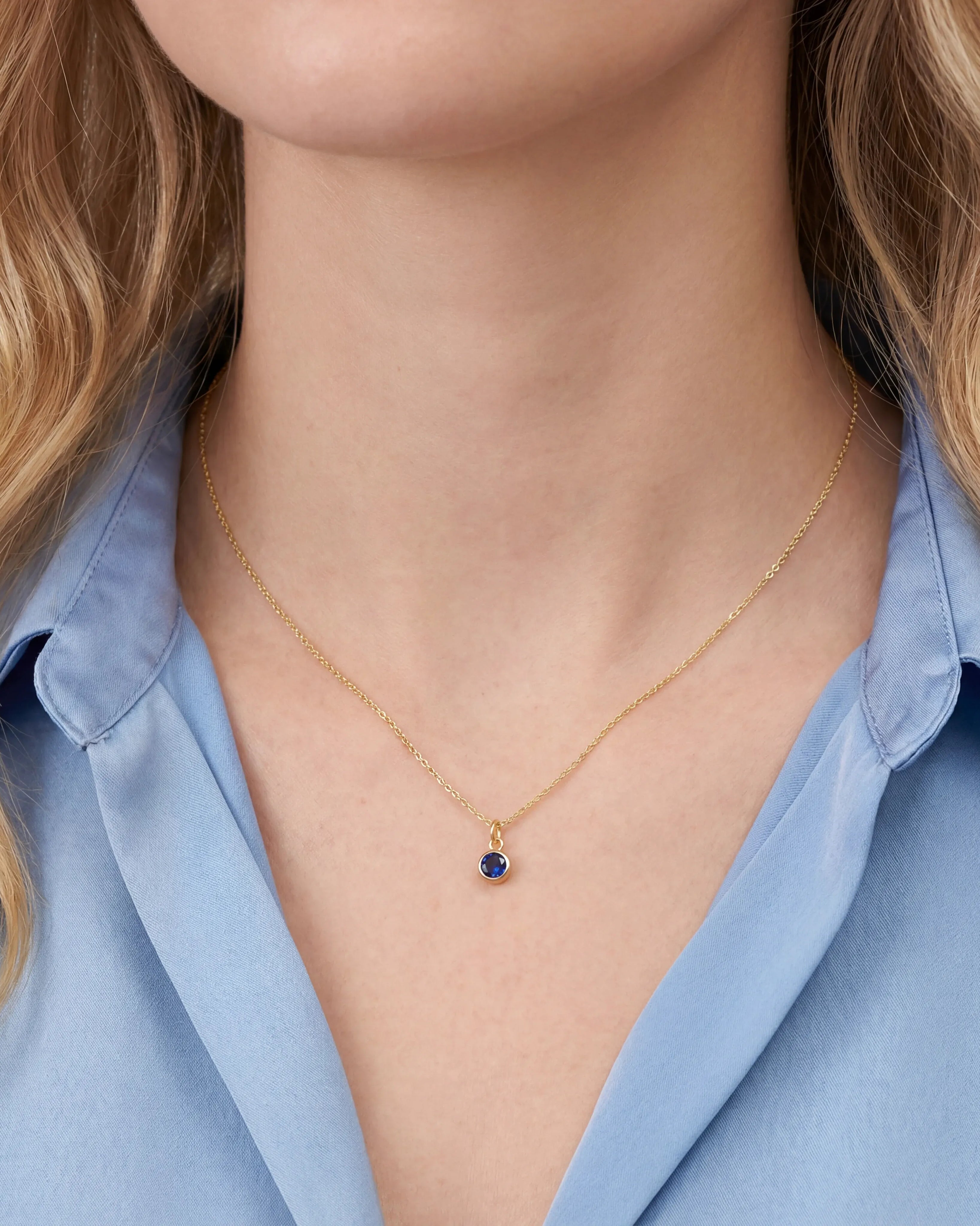 Necklace Cubic Zirconia Birthstone Necklace HBD Cubic Zirconia Birthstone Necklace - 12 Birthstones in Gold or Silver