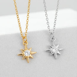 Cubic Zirconia Star Necklace in 18ct Gold or Sterling Silver