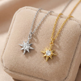 Cubic Zirconia Star Necklace in 18ct Gold or Sterling Silver