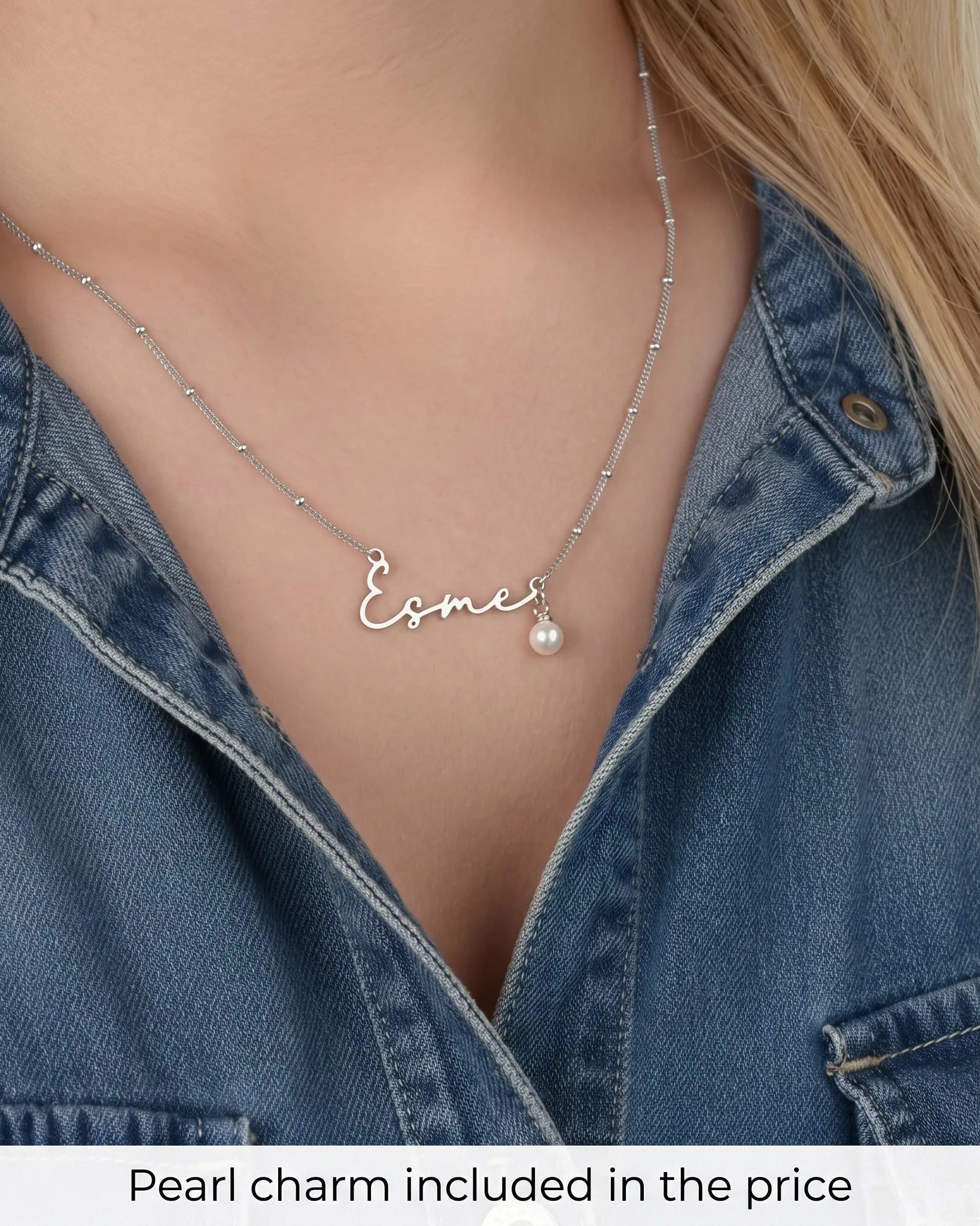 Necklace Custom Name Necklace & Freshwater Pearl Charm HBD Elegant Pearl Pendant Necklace – Single Pearl on Gold or Silver Chain