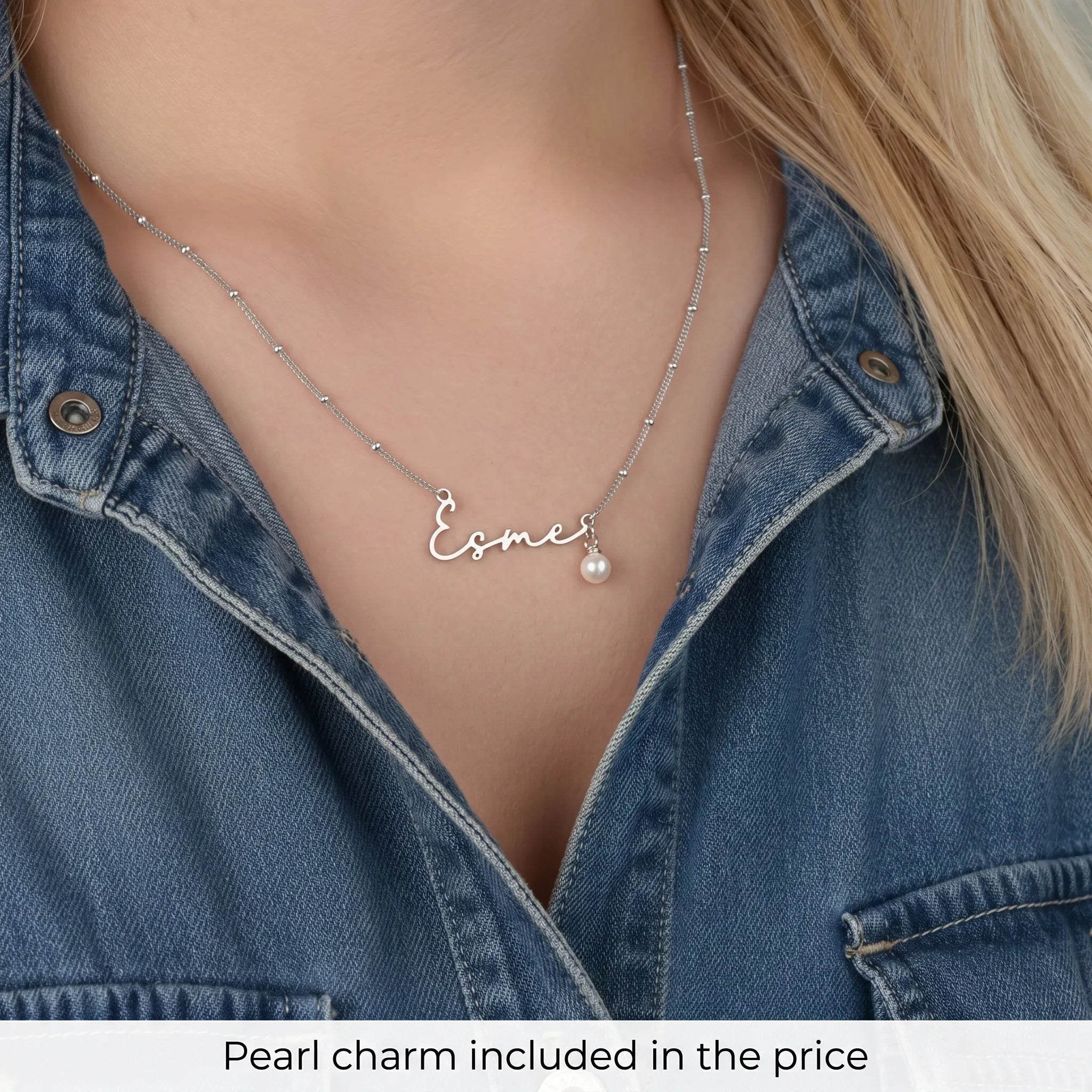 Necklace Custom Name Necklace & Freshwater Pearl Charm HBD Elegant Pearl Pendant Necklace – Single Pearl on Gold or Silver Chain
