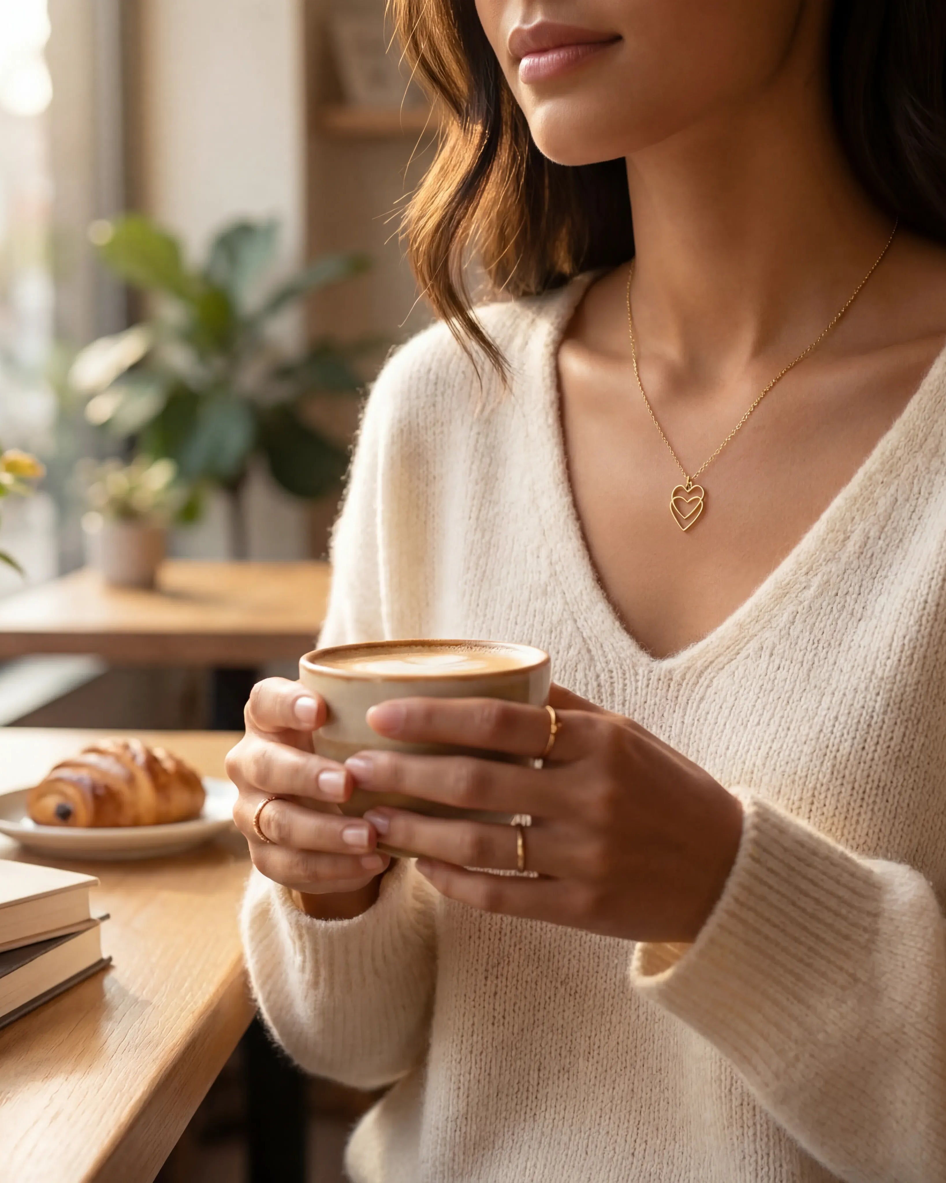 Necklace Double Linked Heart Necklace HBD Double Heart Necklace in Gold or Silver – Interlinked Hearts Pendant – Symbolic Gift for Love