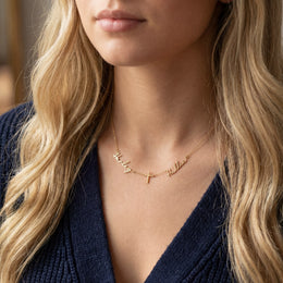 Double Name with Cross Necklace | Personalised Double Name & Cross in Gold & Silver