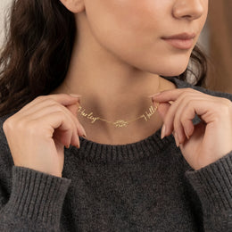 Personalised Lotus Necklace with Two Names – Gold, Silver or Vermeil