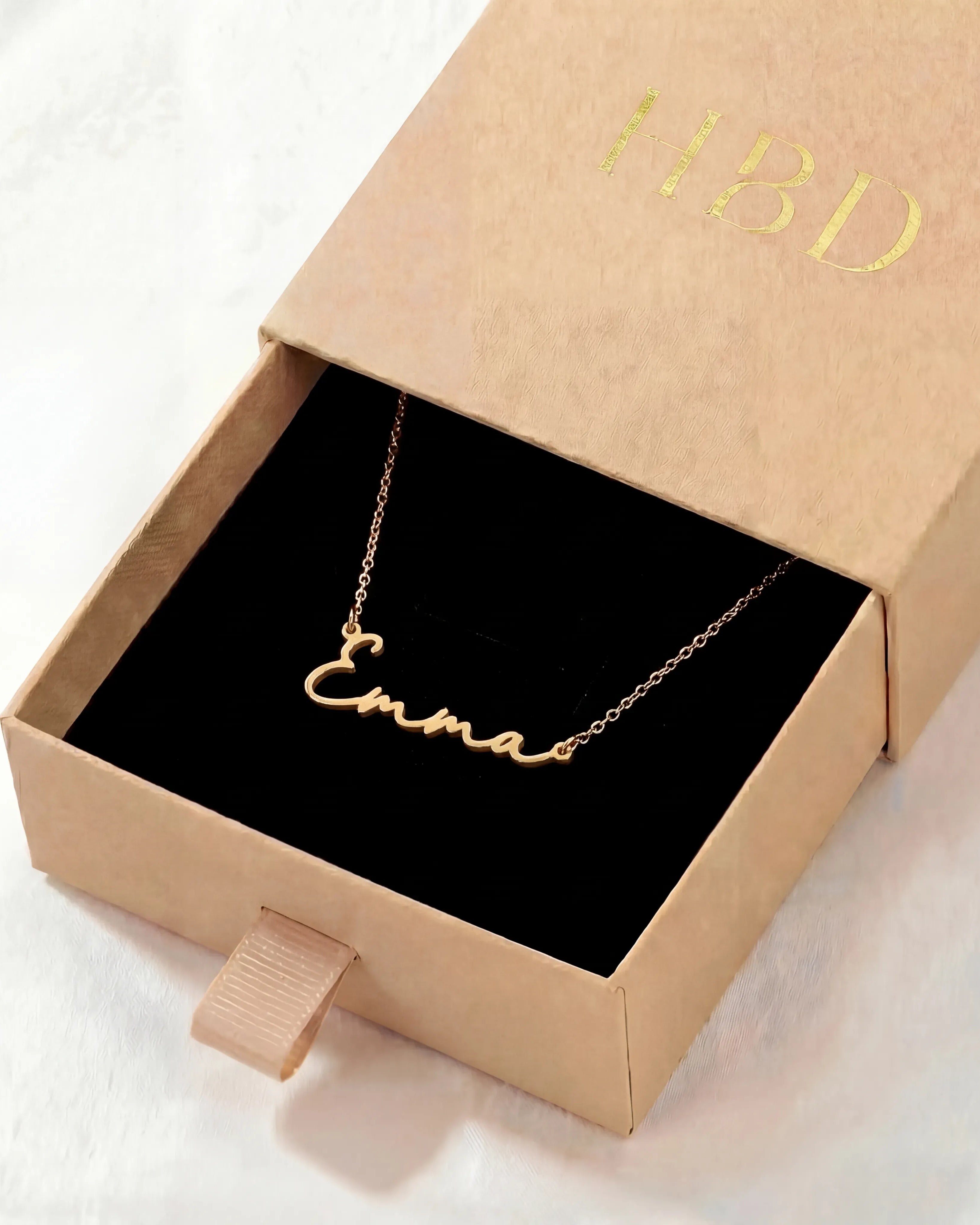Necklace Emma Name Necklace HBD Emma Name Necklace in Gold or Silver – Emma Script Necklace with Optional Charm