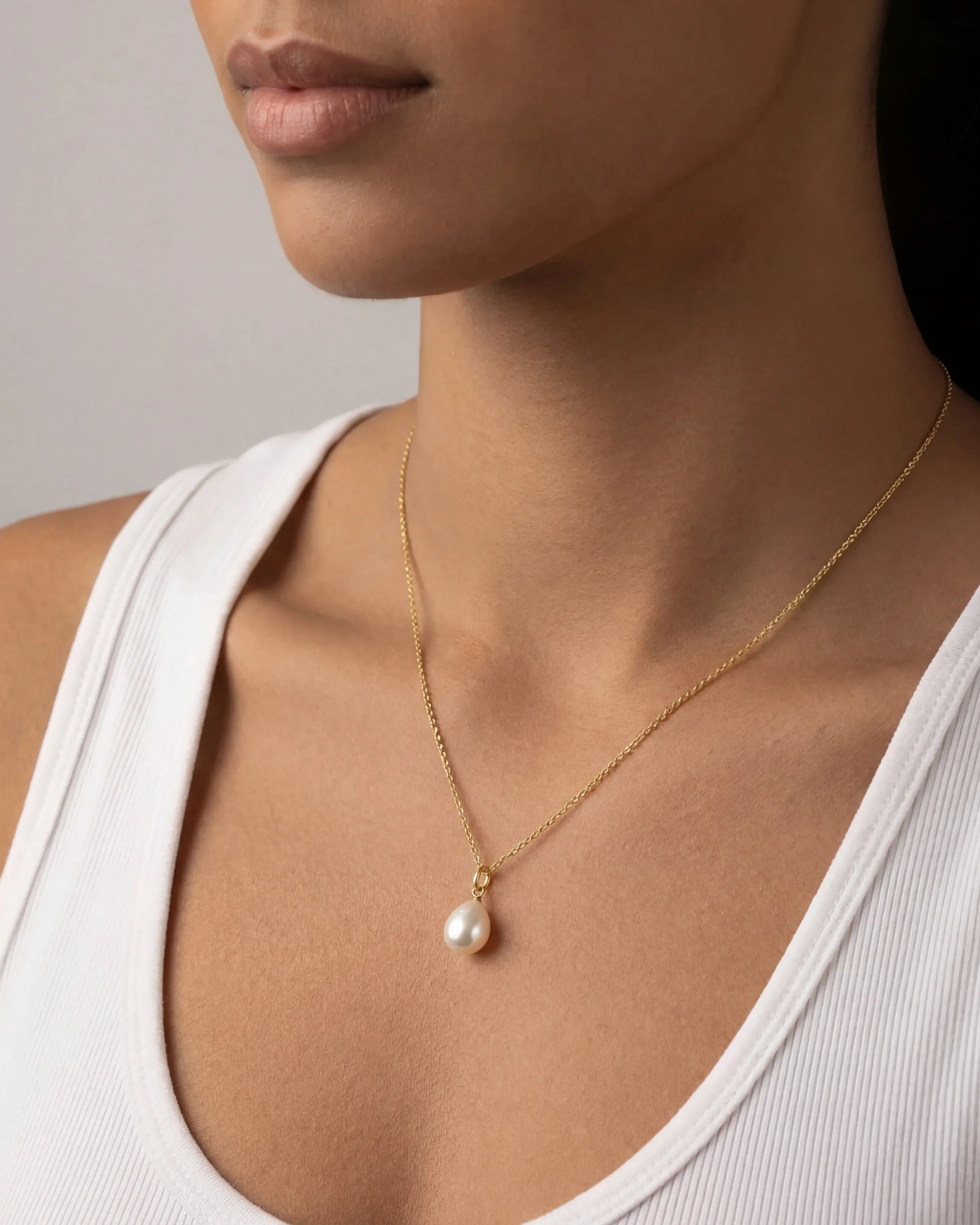 Necklace Freshwater Pearl Charm Necklace HBD Freshwater Pearl Charm Necklace in 18k Gold or Sterling Silver