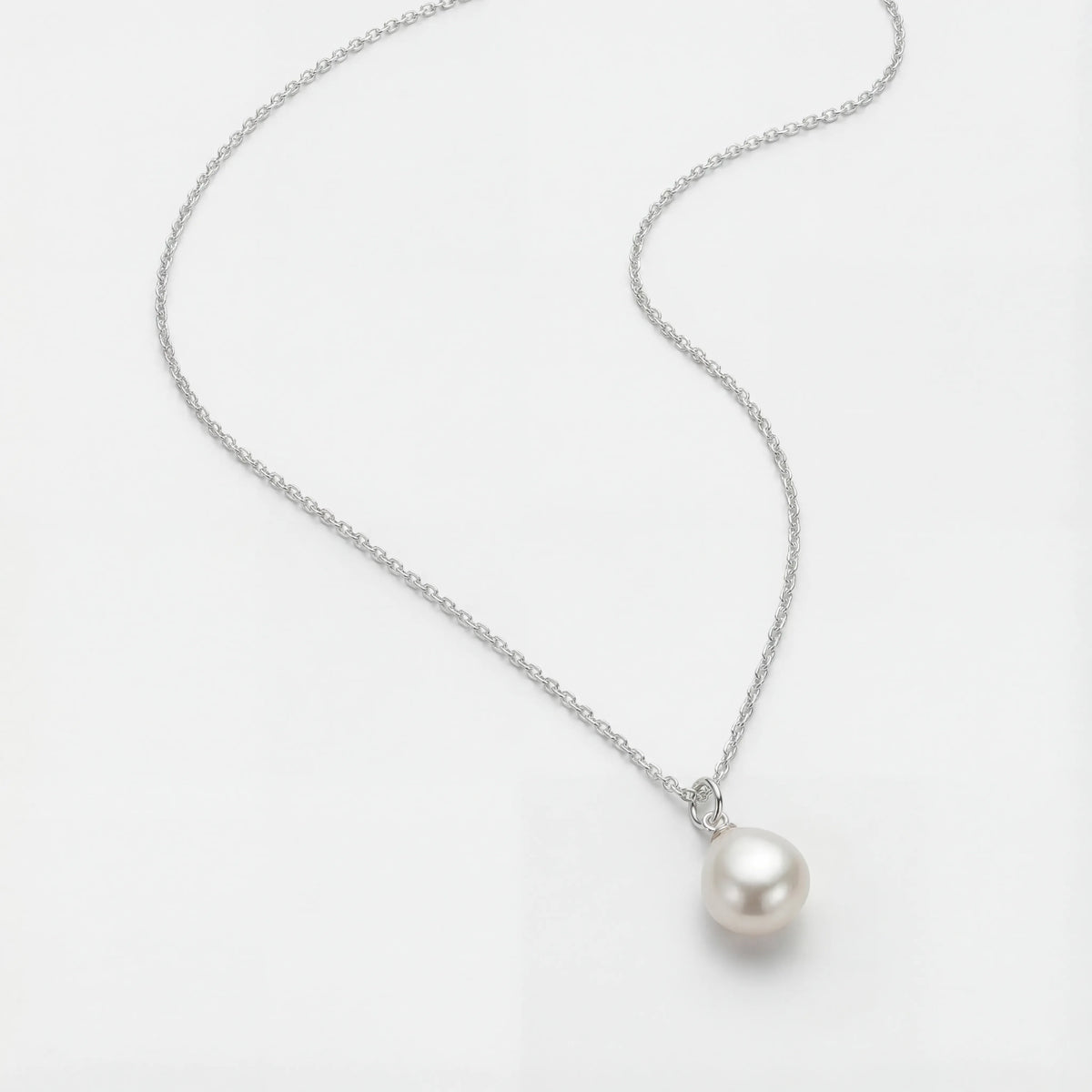 Freshwater Pearl Charm Necklace in 18k Gold or Sterling Silver