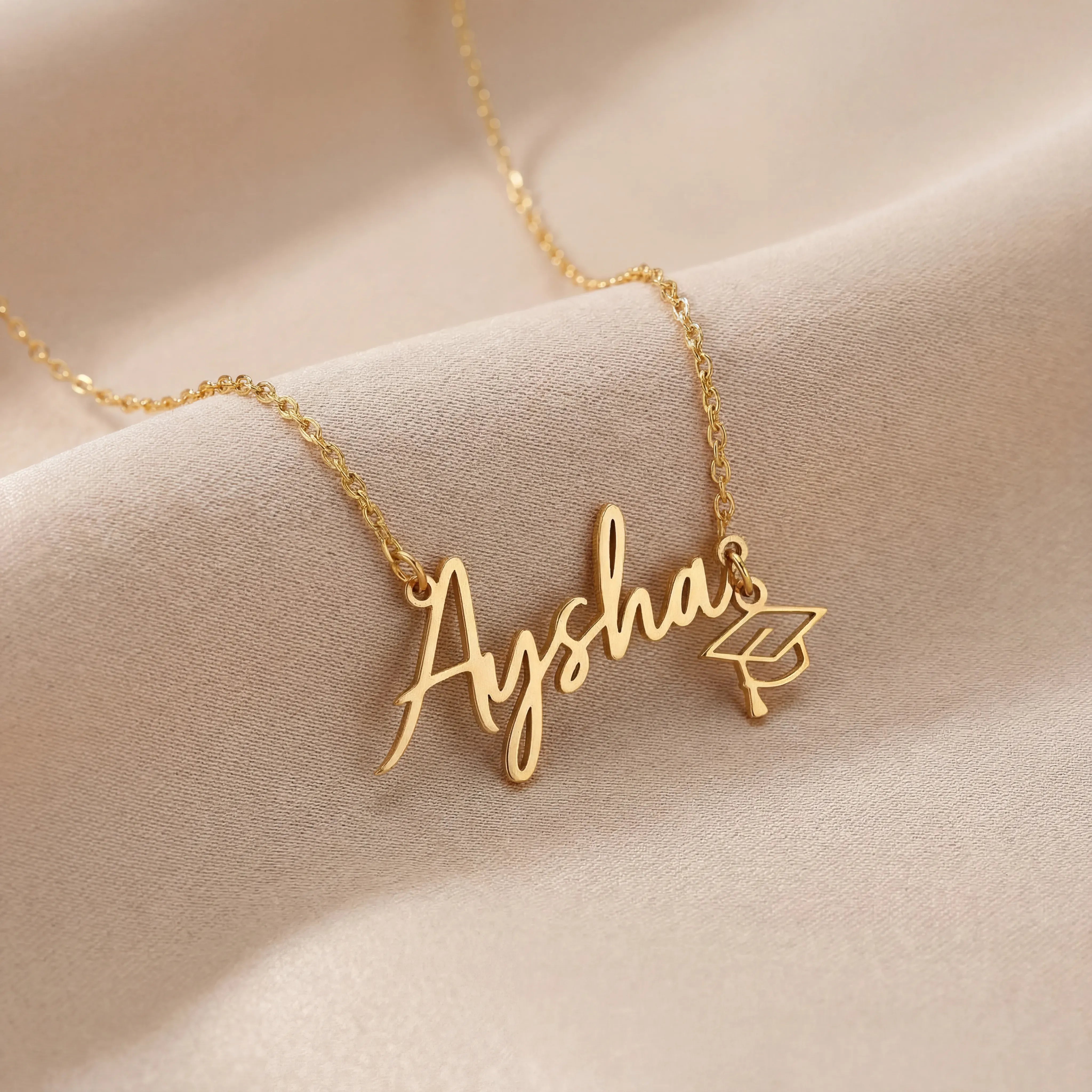 Necklace Graduation Name Necklace with Cap Charm HBD