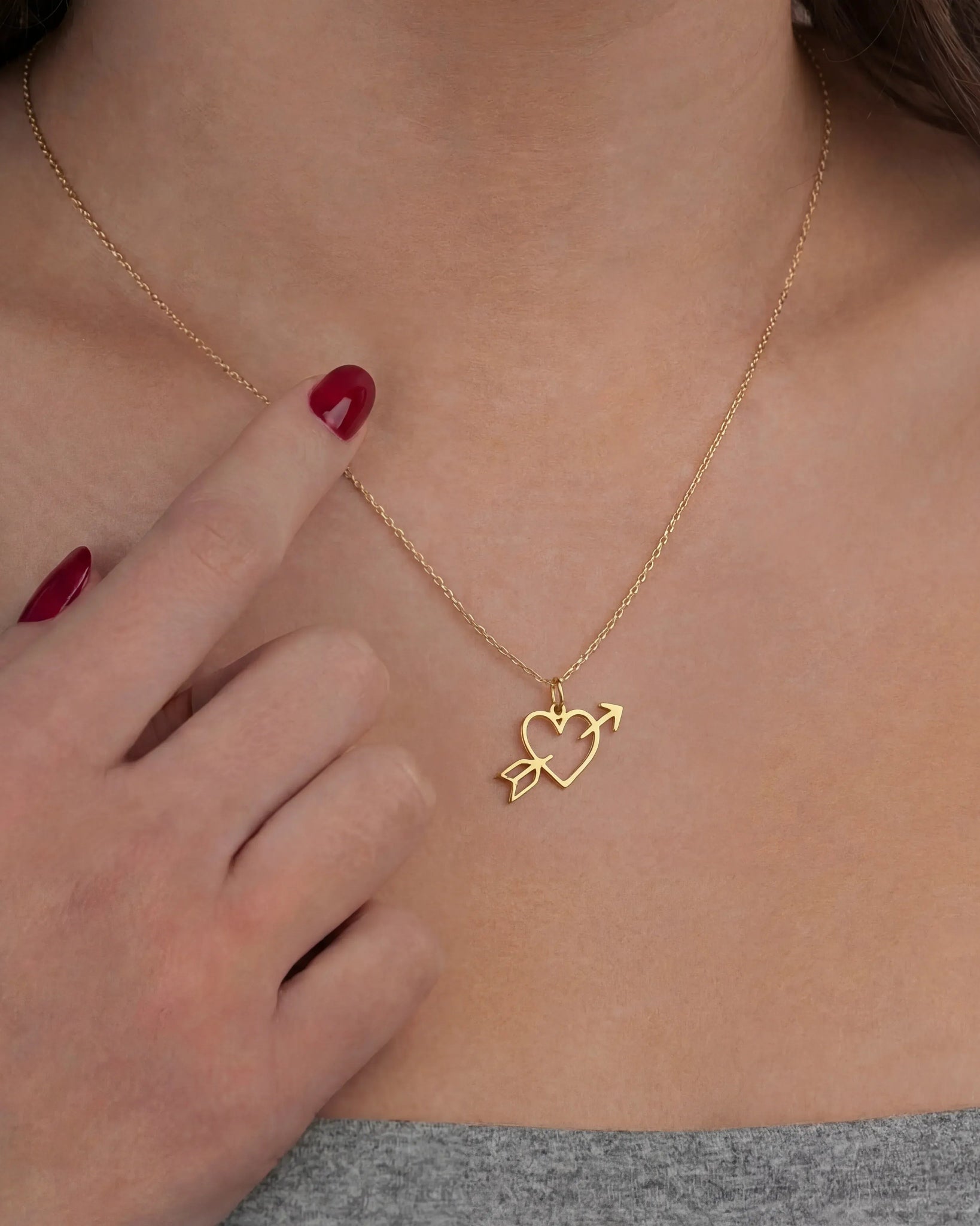 Heart Arrow Necklace - Delicate Love Necklace in Gold or Silver