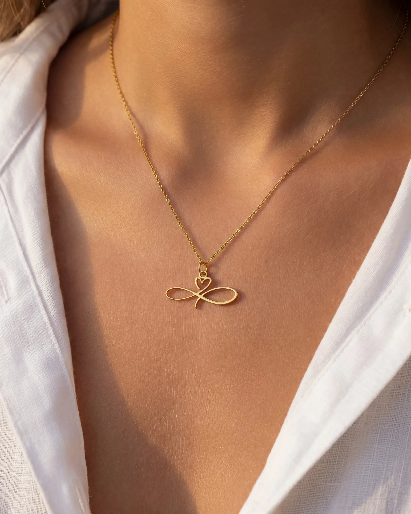 Infinity Heart Necklace - Personalised Infinity Style Necklace in Gold or Silver