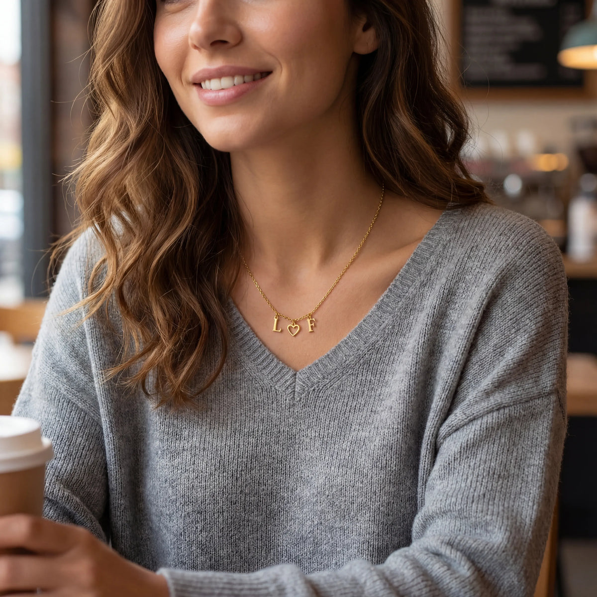 Initial Heart Initial Necklace - Couples & Valentine's Day in Gold & Silver
