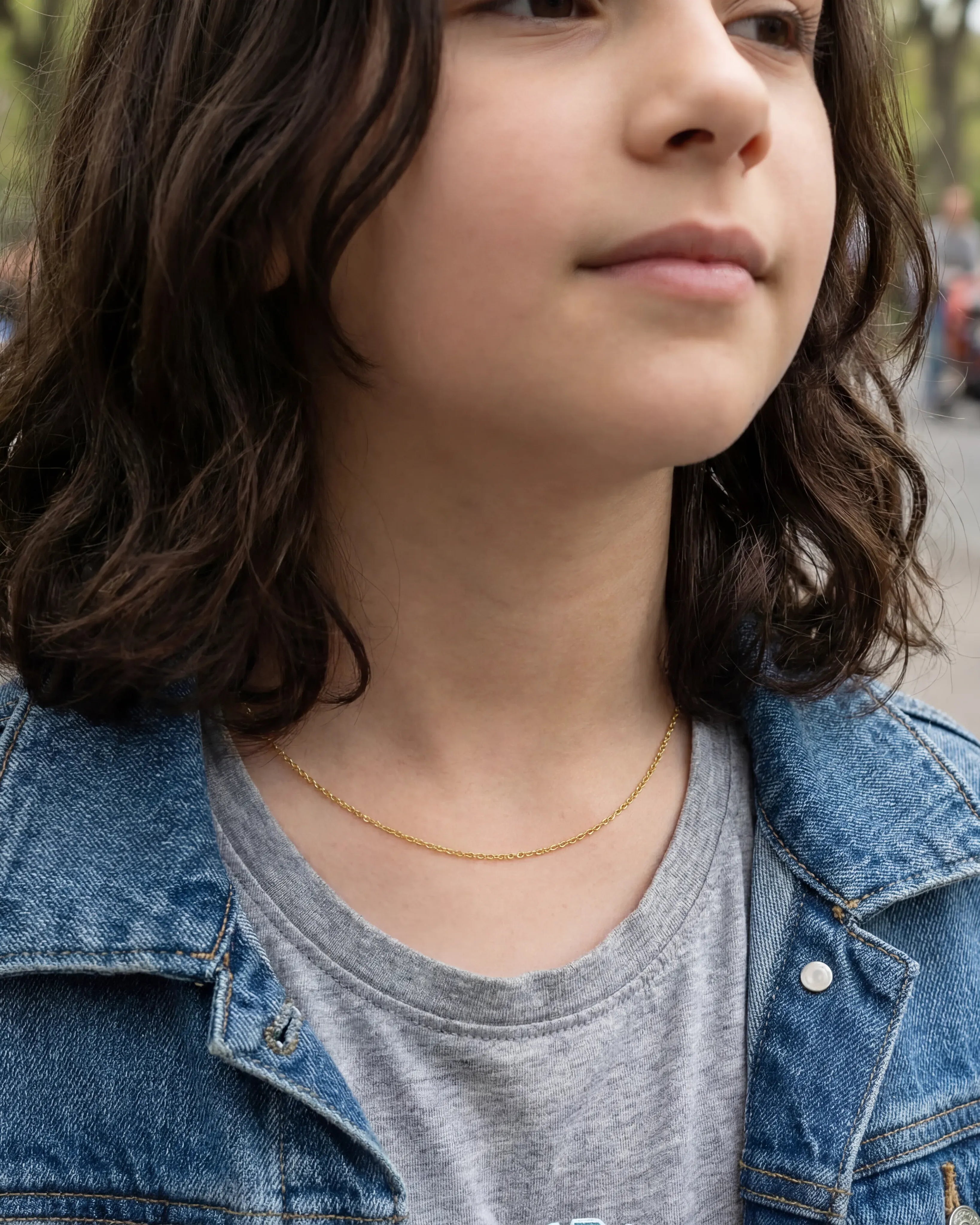 Necklace Kids Anchor Chain Necklace Noa & Nellie Kids Anchor Chain in Gold or Sterling Silver – Layering Chain 12–16"