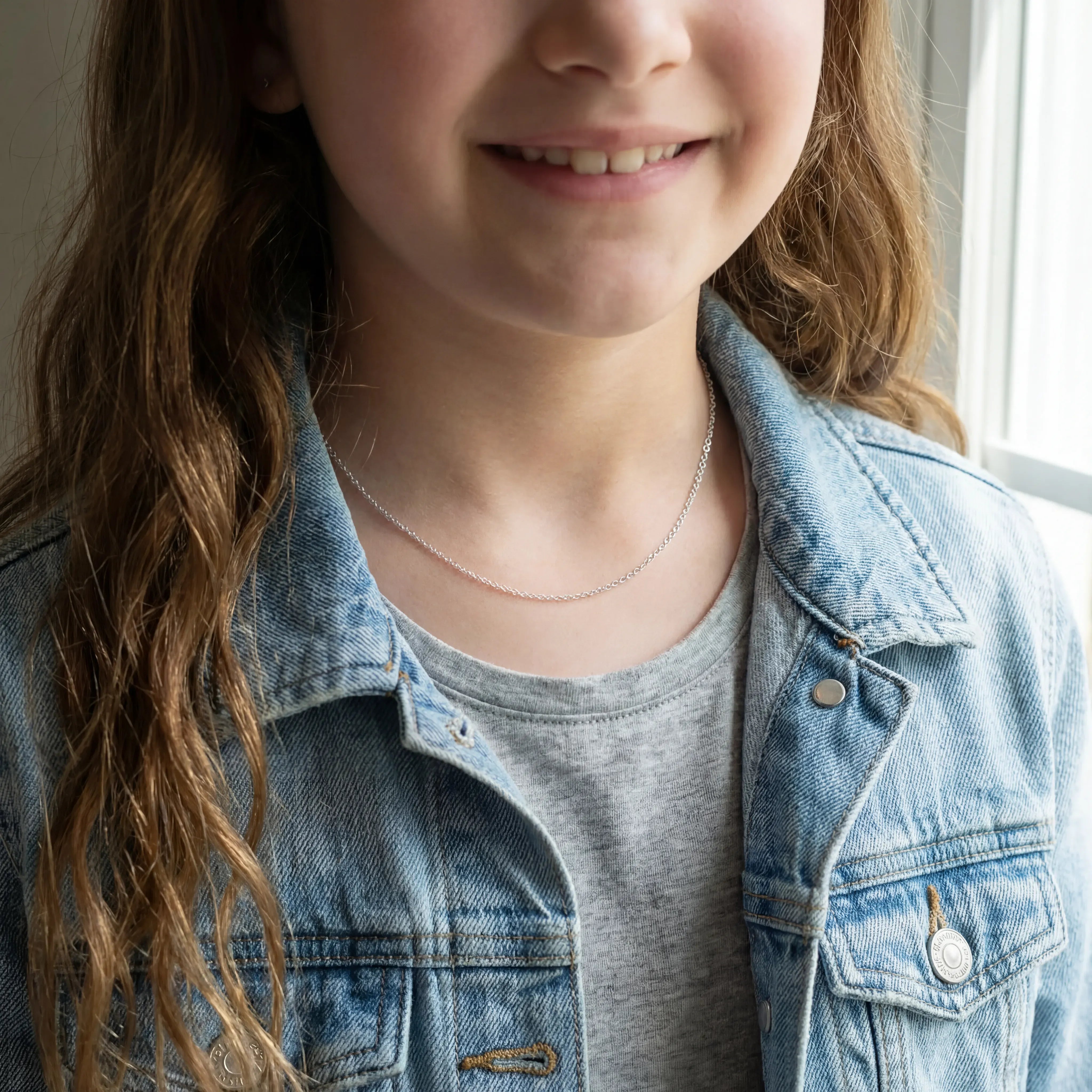 Necklace Kids Anchor Chain Necklace Noa & Nellie Kids Anchor Chain in Gold or Sterling Silver – Layering Chain 12–16"