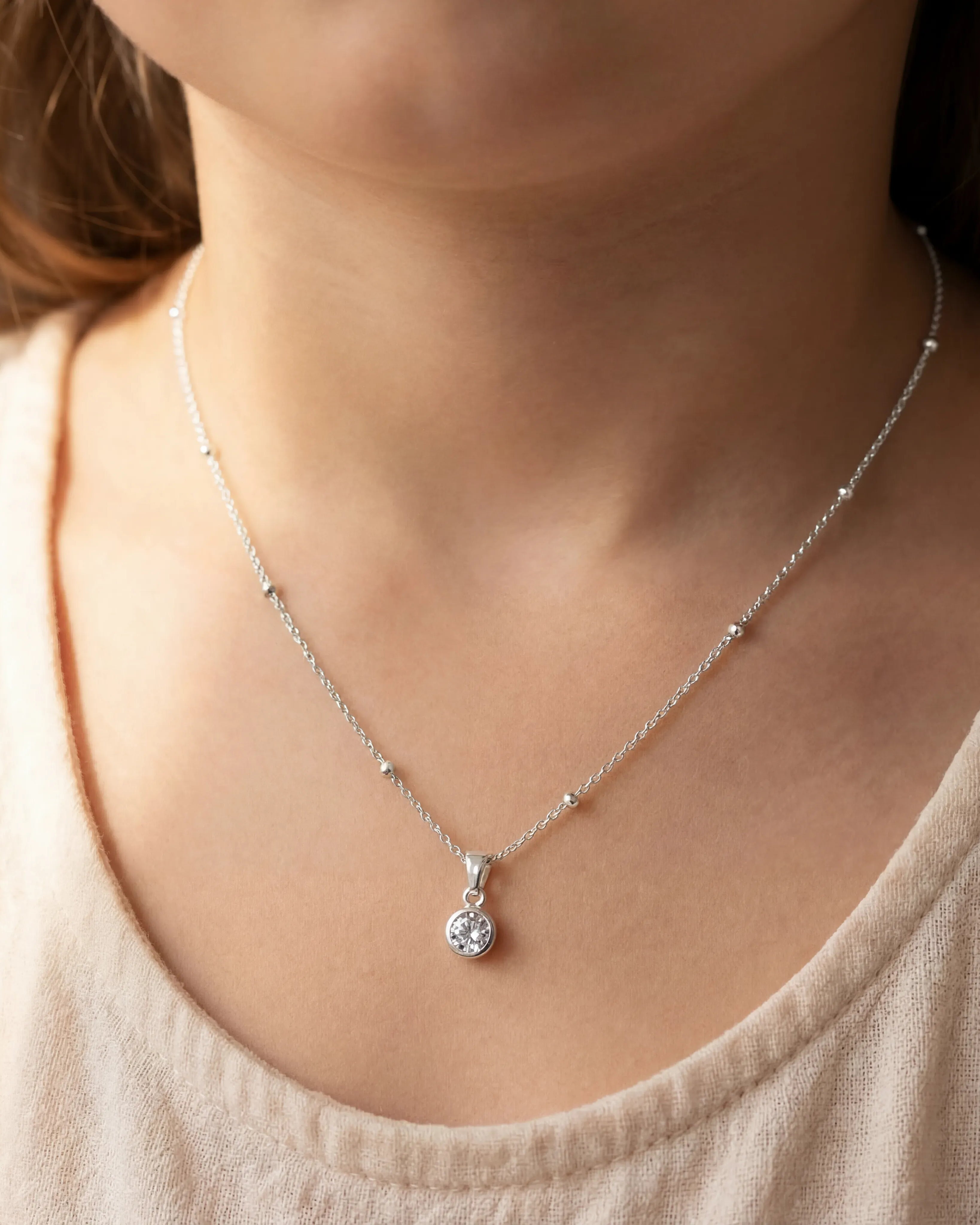 Necklace Kids Birthstone Necklace Noa & Nellie Kids Birthstone Necklace - Children's Birthstone Necklace in Sterling Silver