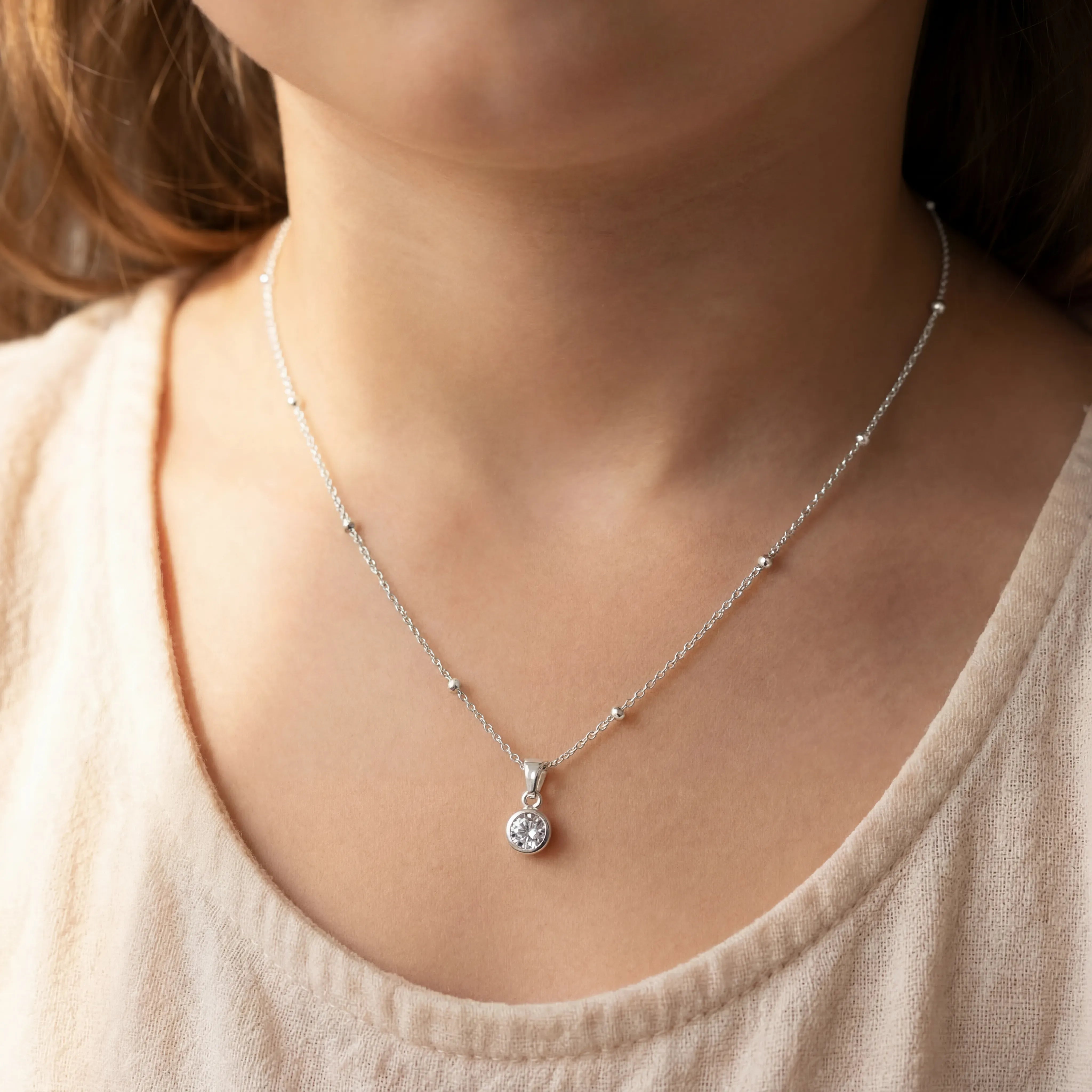 Necklace Kids Birthstone Necklace Noa & Nellie Kids Birthstone Necklace - Children's Birthstone Necklace in Sterling Silver