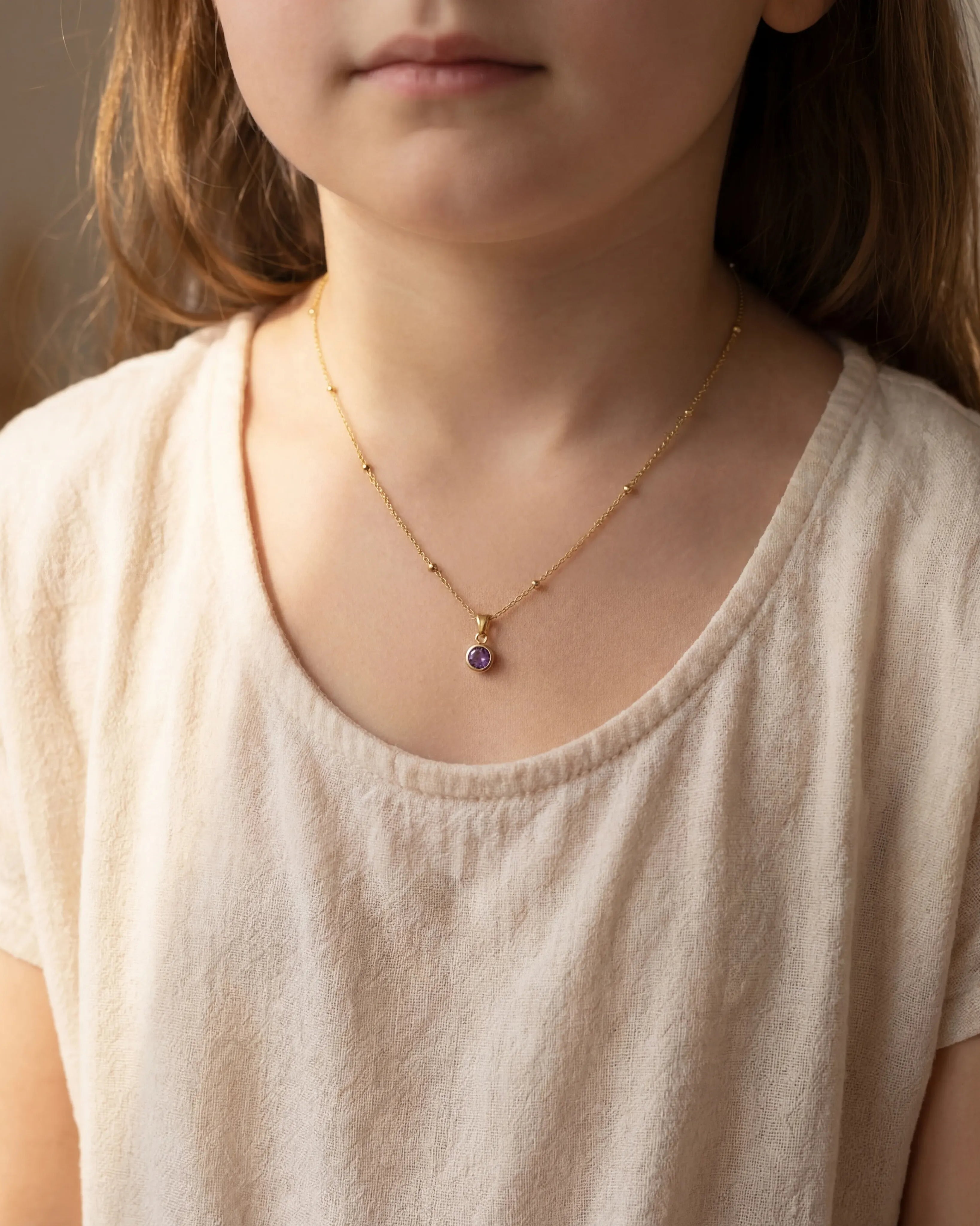 Necklace Kids Birthstone Necklace Noa & Nellie Kids Birthstone Necklace - Children's Birthstone Necklace in Sterling Silver