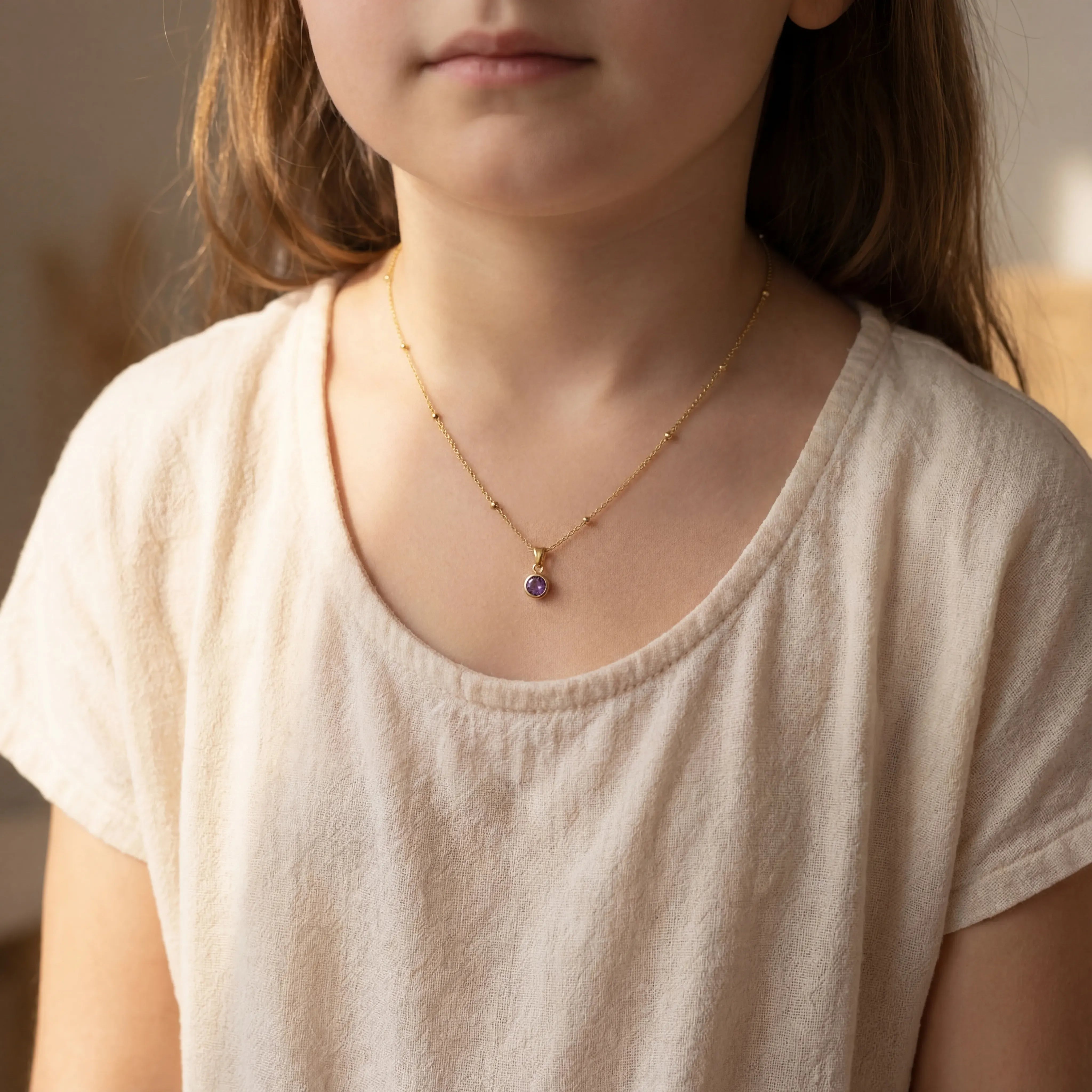 Necklace Kids Birthstone Necklace Noa & Nellie Kids Birthstone Necklace - Children's Birthstone Necklace in Sterling Silver