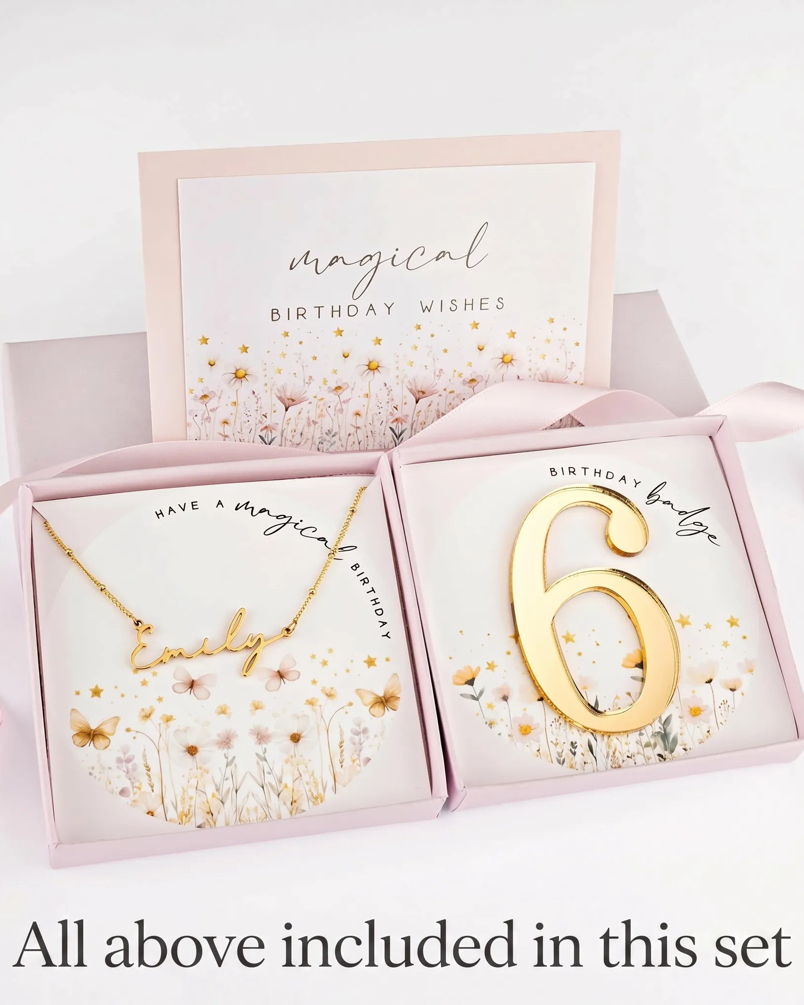 Necklace Kids Magical Birthday Name Necklace Noa & Nellie Magical Birthday Personalised Name Necklace – Kids – With Optional Age Badge