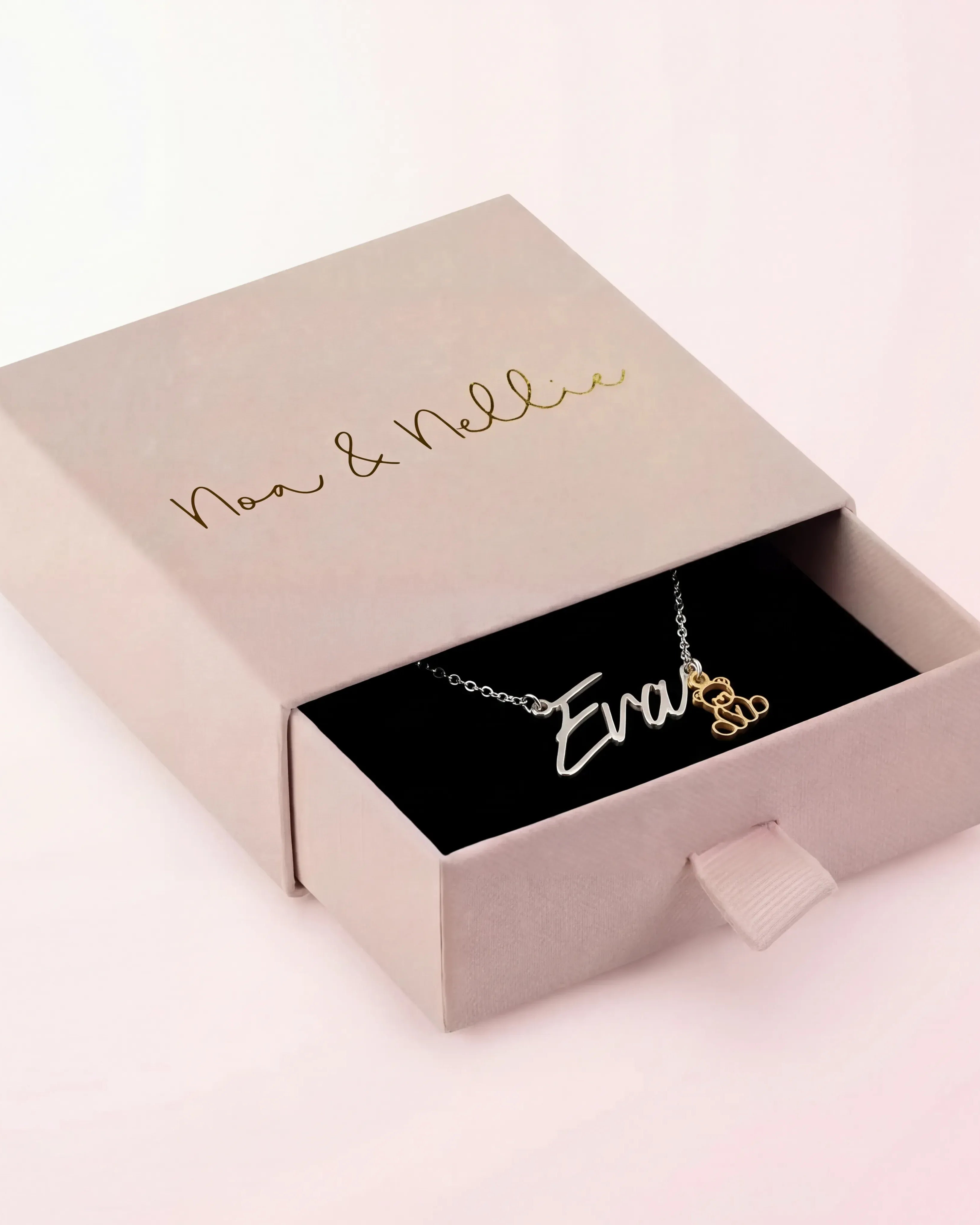 Necklace Kids Name Necklace Noa & Nellie Kids Name Necklace – 9 Unique Designs & 200+ Charms – Waterproof, Hypoallergenic Children’s Jewellery Gift