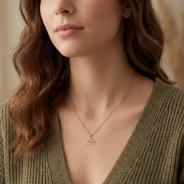 Lotus Flower Necklace in 18ct Gold or Sterling Silver in 3 Chain Styles & 4 Lengths